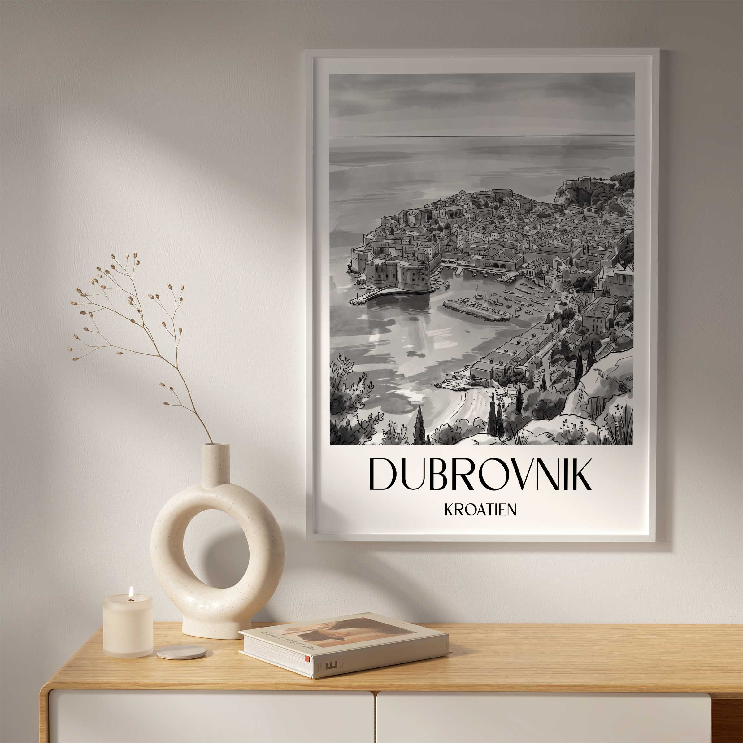 dubrovnik-kroatien-poster-aquarell-schwarz-weiss
