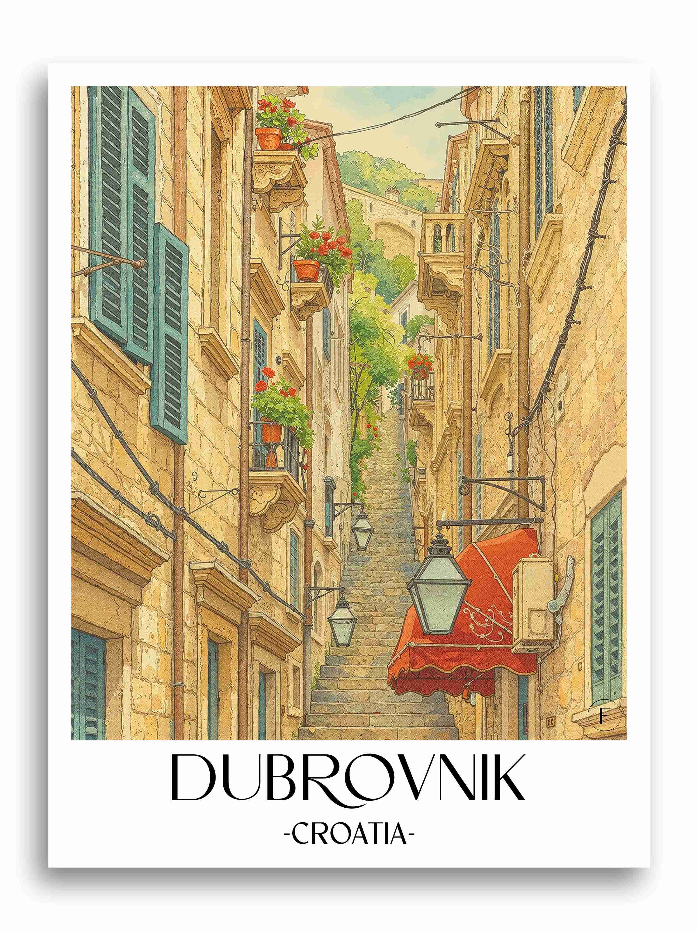 Dubrovnik Poster - Kroatien Kunstdruck - Aquarell von A4 bis A1 - favplace