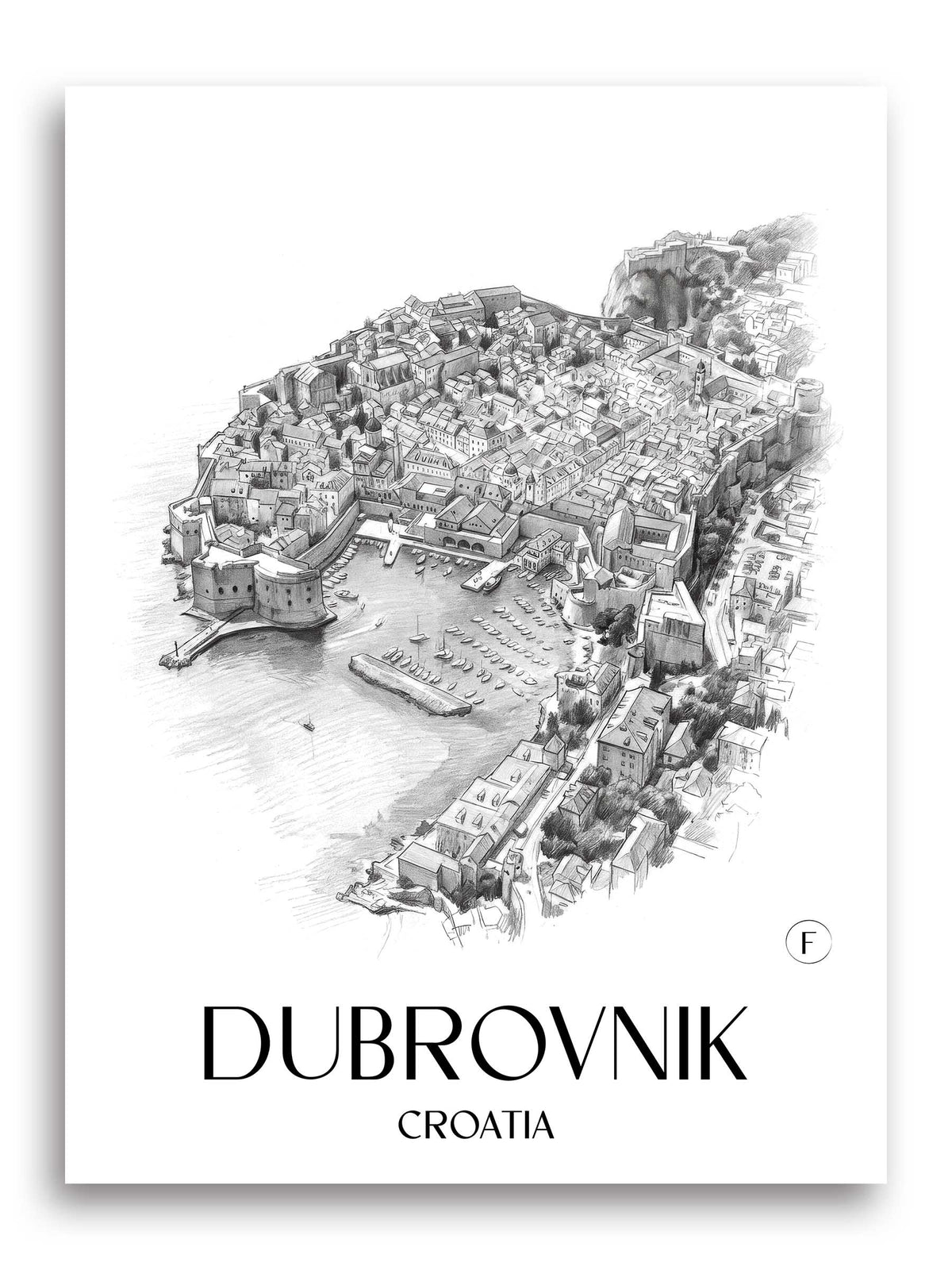 Dubrovnik Poster - - Kroatien Kunstdruck - Zeichnung von A4 bis A1 - favplace