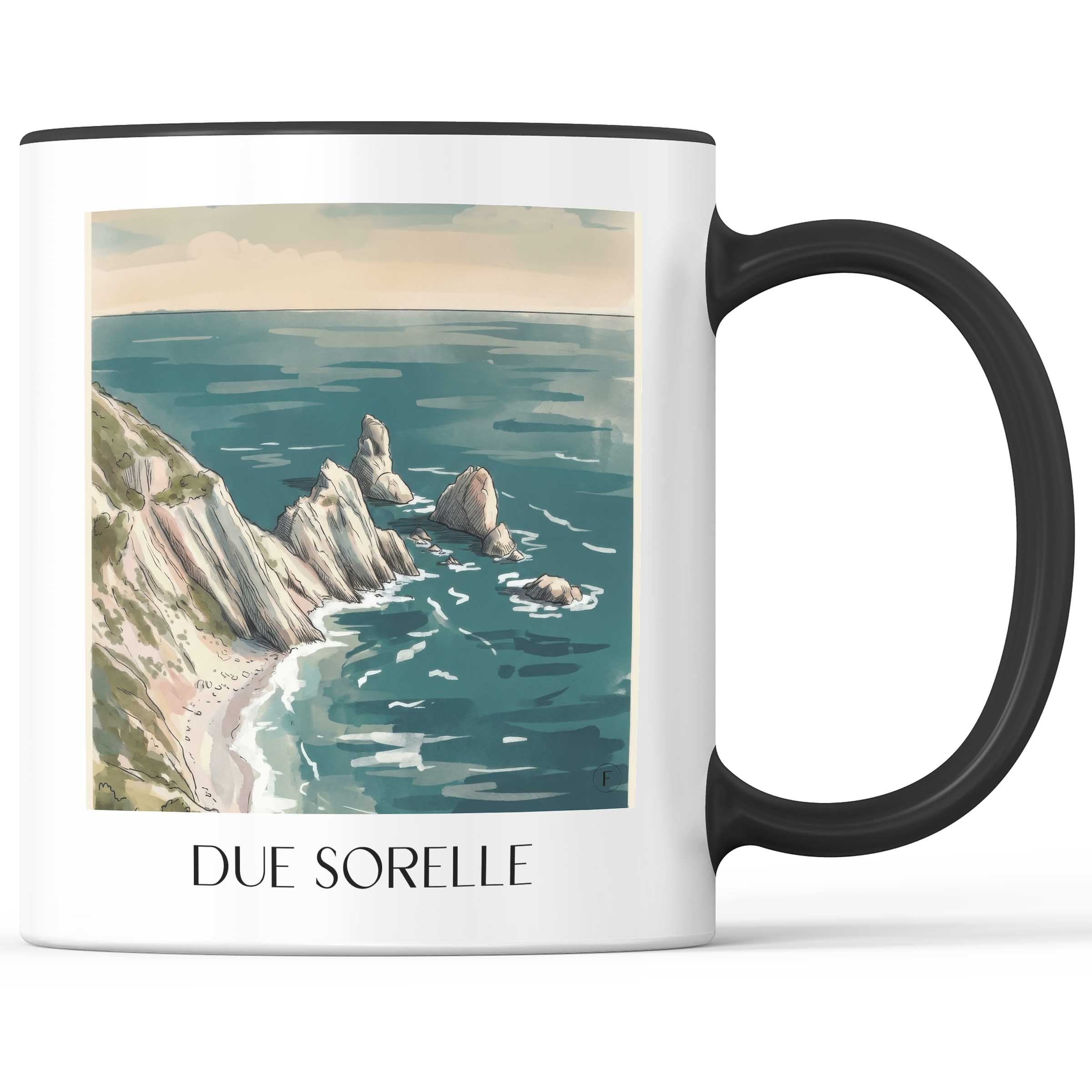 Due Sorelle Kaffeebecher - Sirolo - Italien Becher - Kaffeetasse im Aquarell Stil - favplace