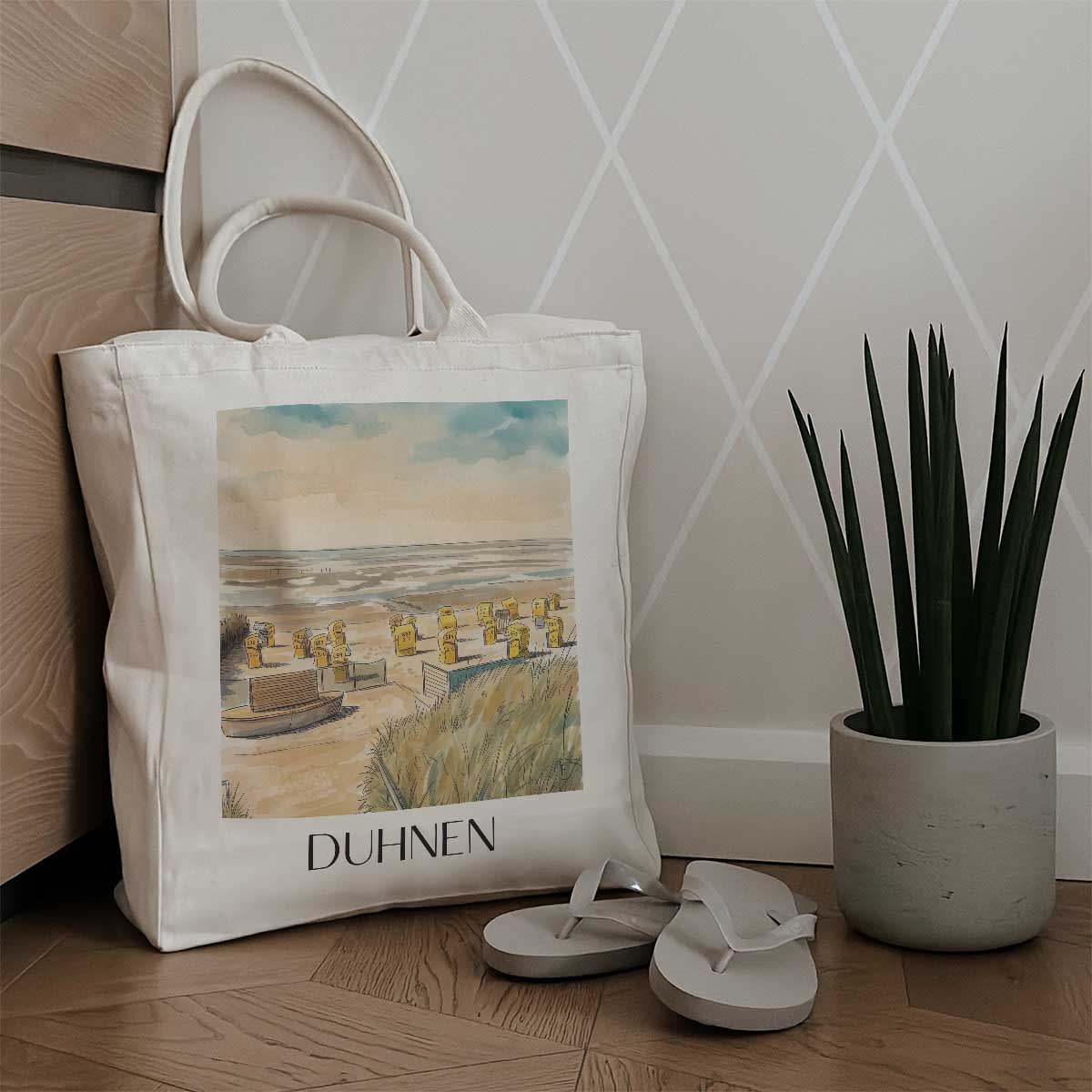 duhnen-nordseeküste-deutschland-einkaufstasche-aquarell