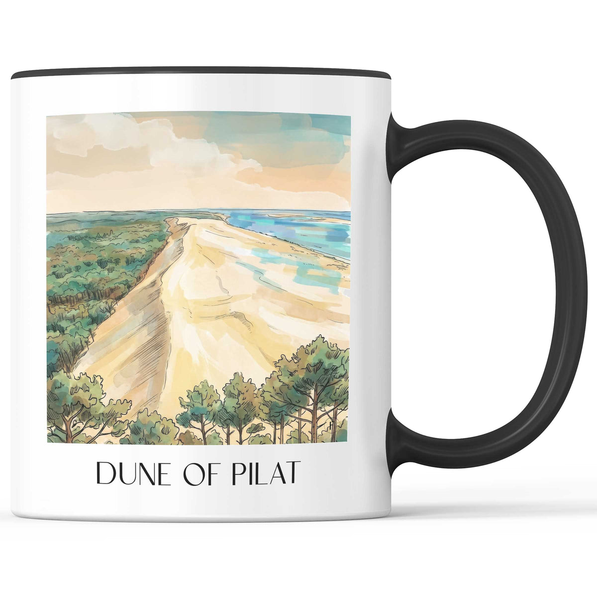 Dune du Pilat Kaffeebecher - Bassin d'Arcachon - Frankreich Becher - Kaffeetasse im Aquarell Stil - favplace