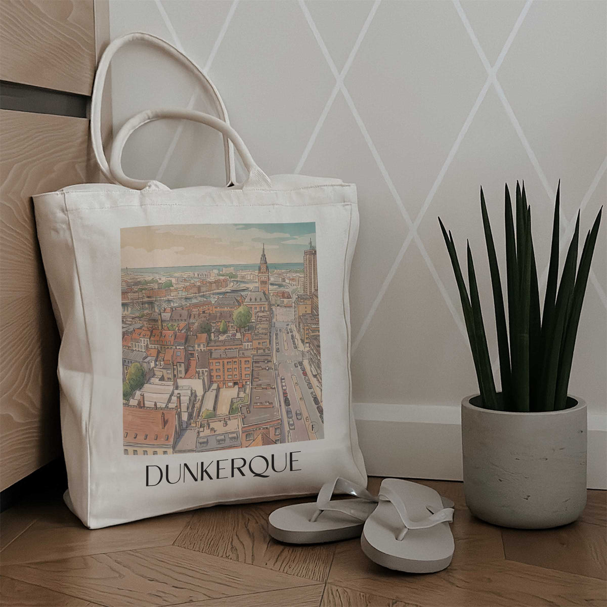 dunkerque-côte-d'opale-frankreich-einkaufstasche-aquarell