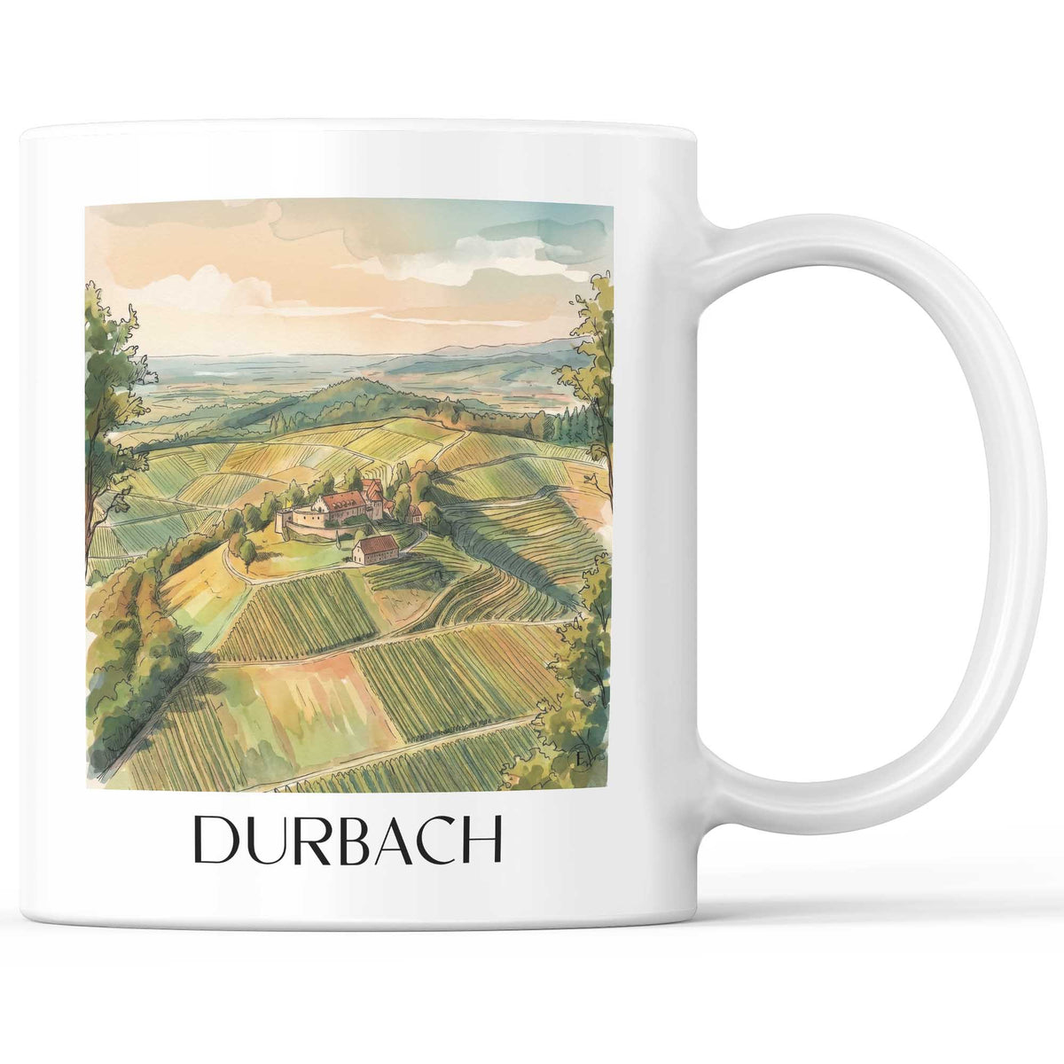 Durbach Kaffeebecher - Baden-Württemberg - Deutschland Becher - Kaffeetasse im Aquarell Stil - favplace