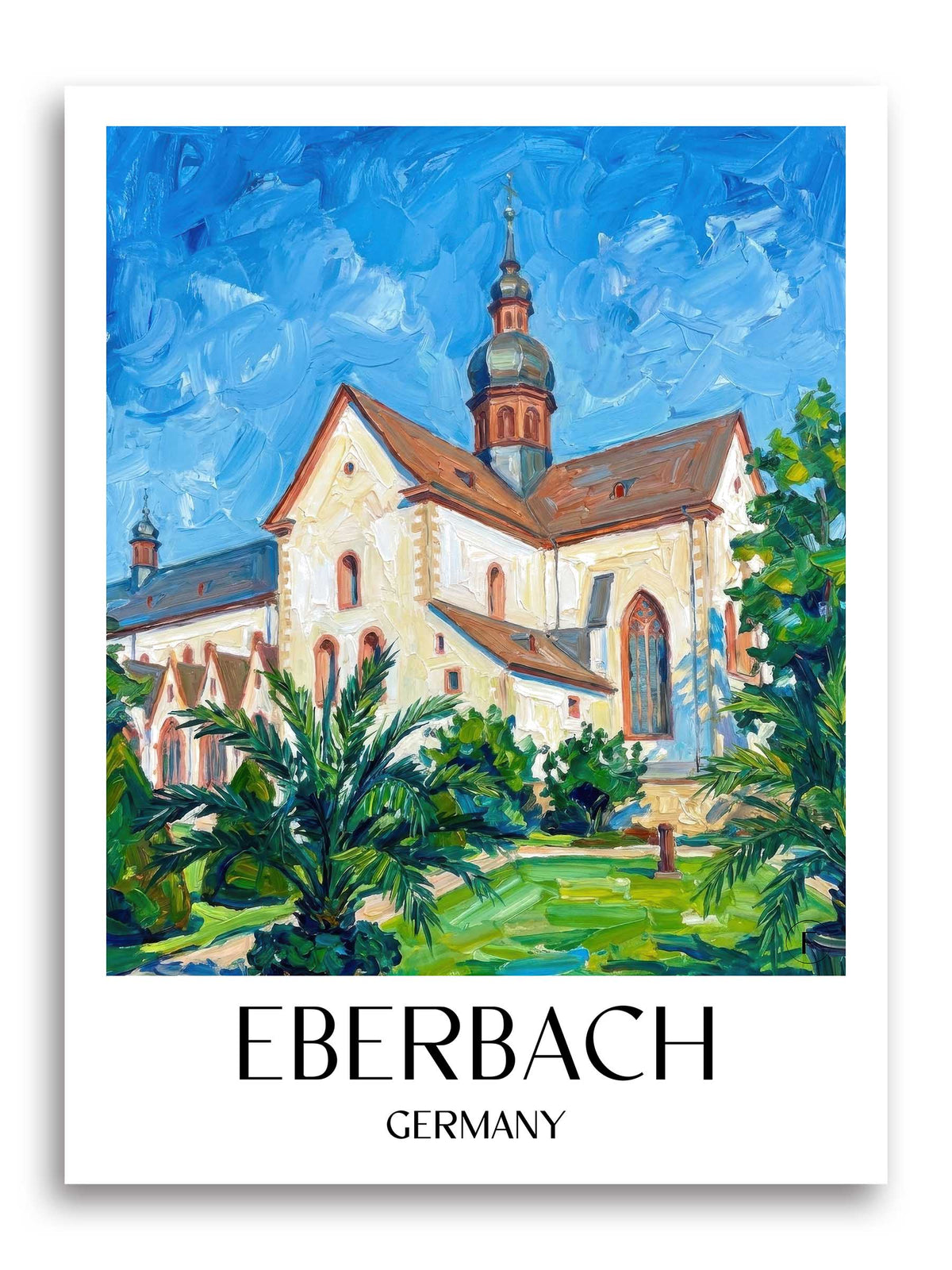 Eberbach Poster - Neckartal - Deutschland Kunstdruck - Ölgemälde von A4 bis A1 - favplace