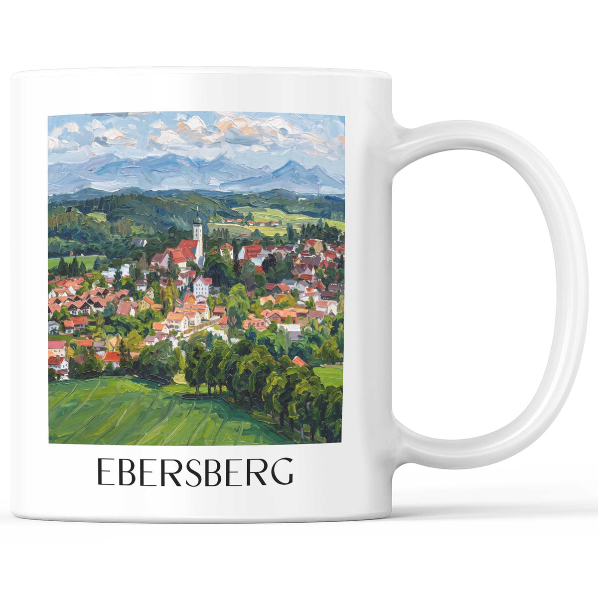 Ebersberg Kaffeebecher - Oberbayern - Deutschland Becher - Kaffeetasse im Ölgemälde Stil