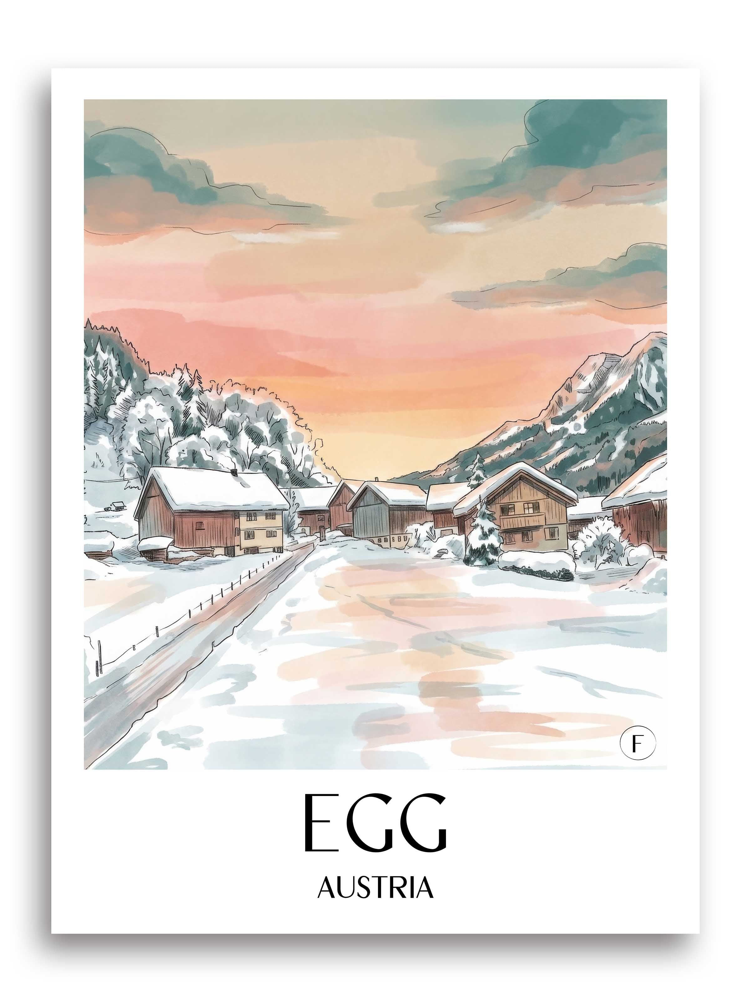 Egg Poster - Bregenzerwald - Österreich Kunstdruck - Aquarell von A4 bis A1 - favplace