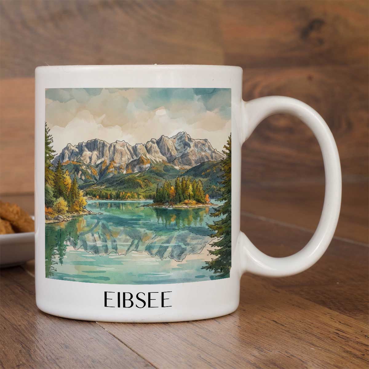 eibsee-wettersteingebirge-deutschland-kaffeebecher-aquarell