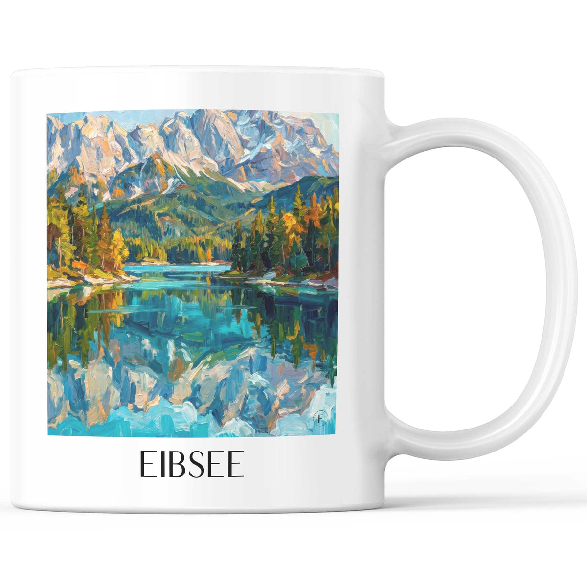 Eibsee Kaffeebecher - Wettersteingebirge - Deutschland Becher - Kaffeetasse im Ölgemälde Stil - favplace