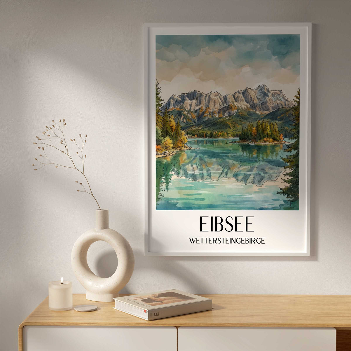 eibsee-wettersteingebirge-deutschland-poster-aquarell