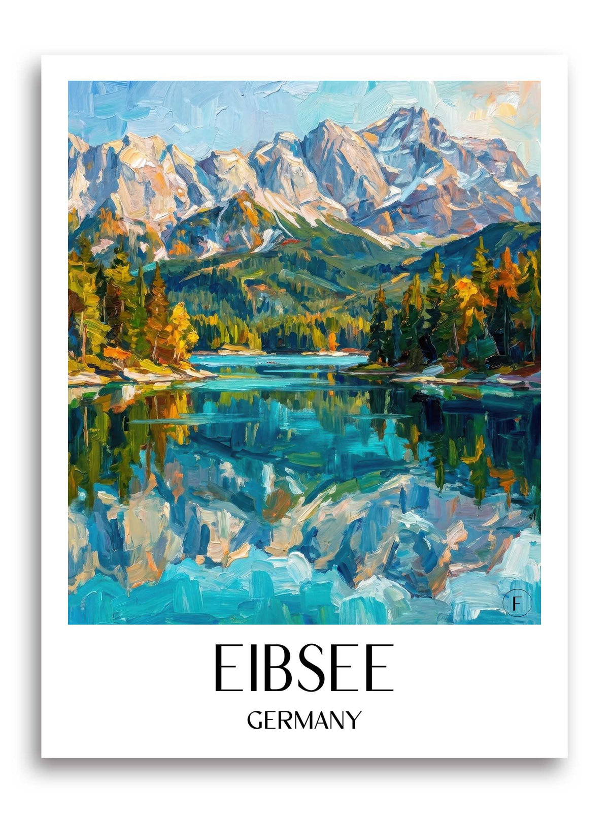 Eibsee Poster - Wettersteingebirge - Deutschland Kunstdruck - Ölgemälde von A4 bis A1 - favplace