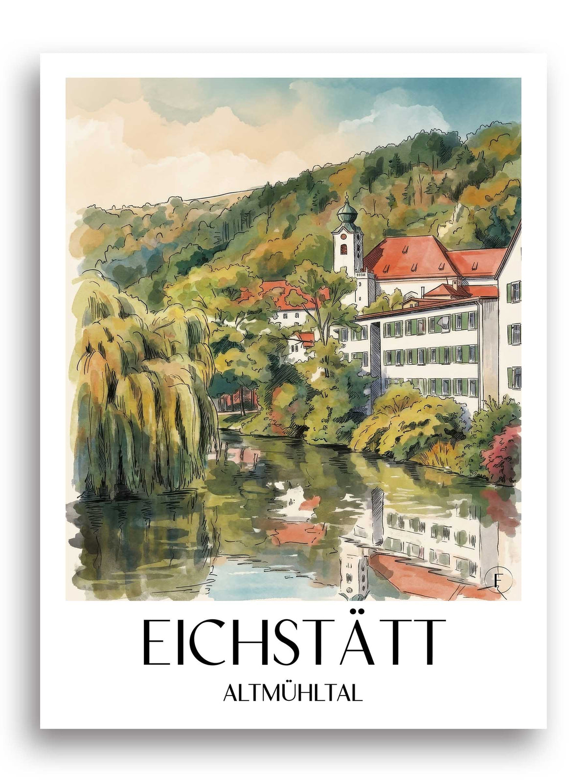 eichstätt-altmühltal-deutschland-poster-aquarell