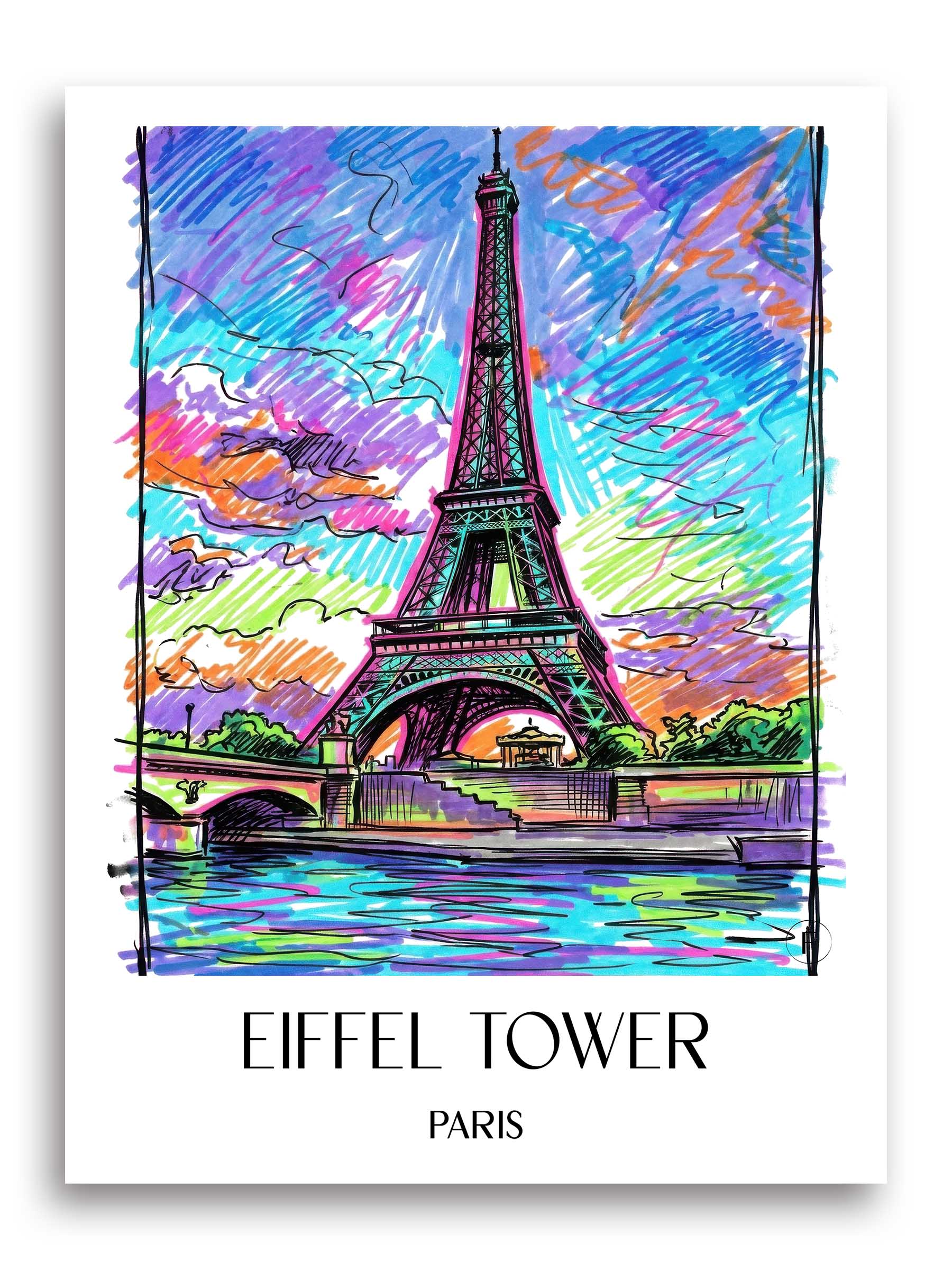 Eiffelturm Poster - Paris - Frankreich Kunstdruck - Tag Graffiti von A4 bis A1 - favplace
