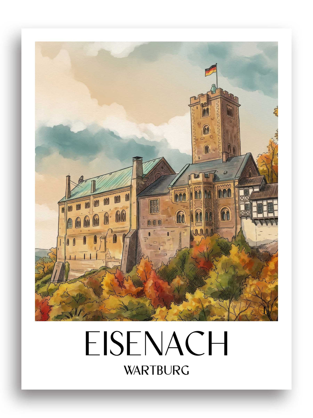 eisenach-wartburg-deutschland-poster-aquarell