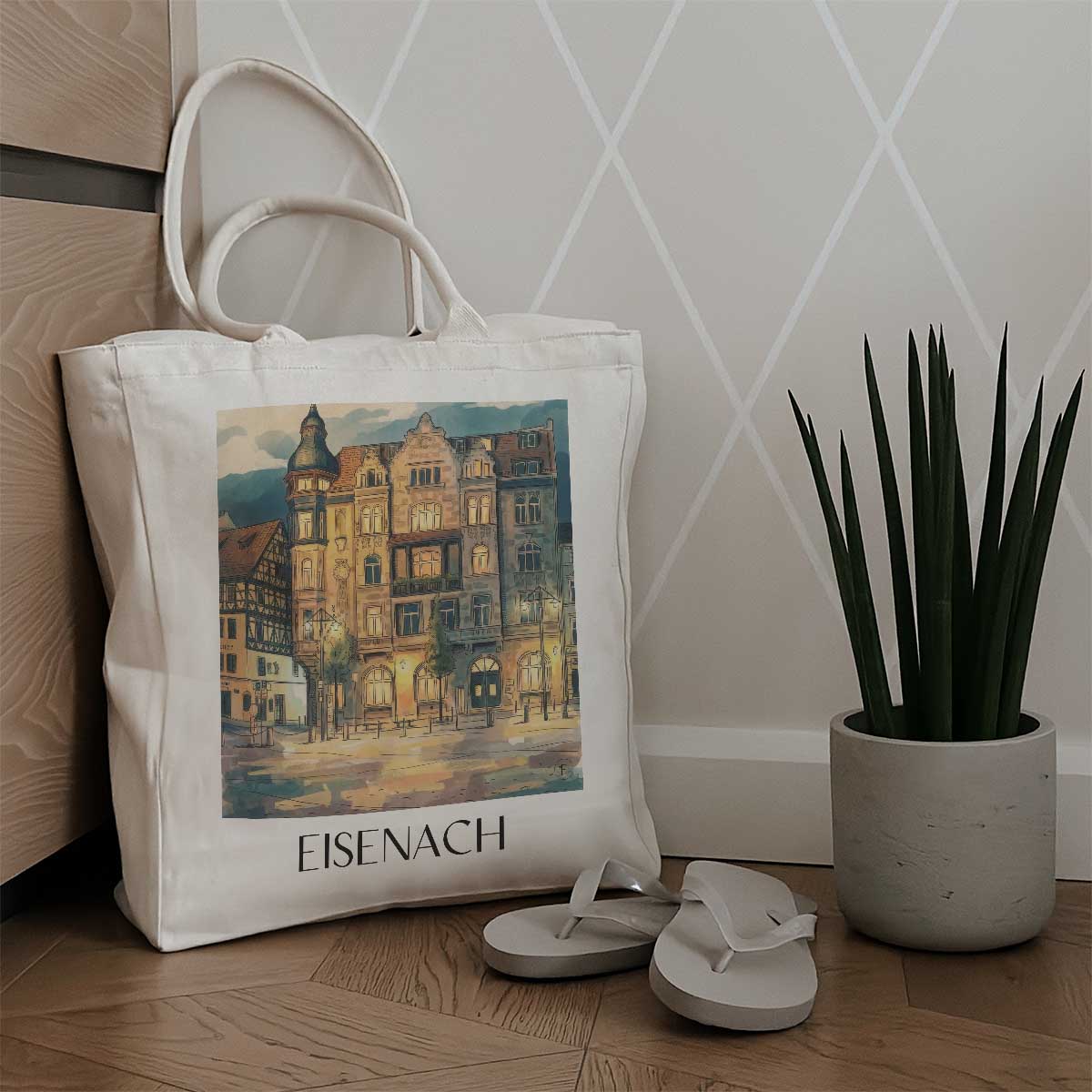 eisenach-thüringer-wald-deutschland-einkaufstasche-aquarell