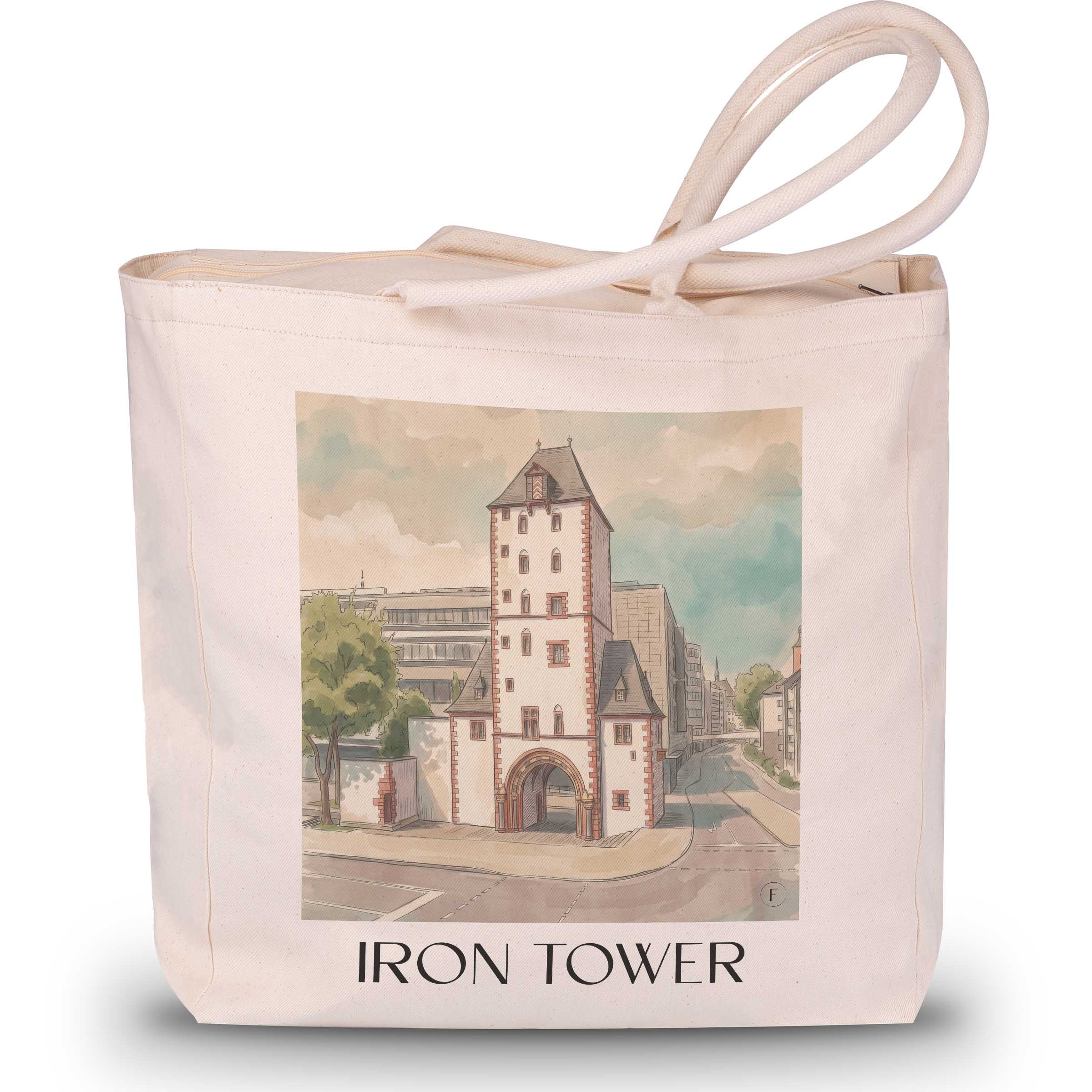 Eisenturm Shopping Tasche - Mainz - Deutschland Tote Bag - Einkaufstasche im Aquarell Stil - favplace