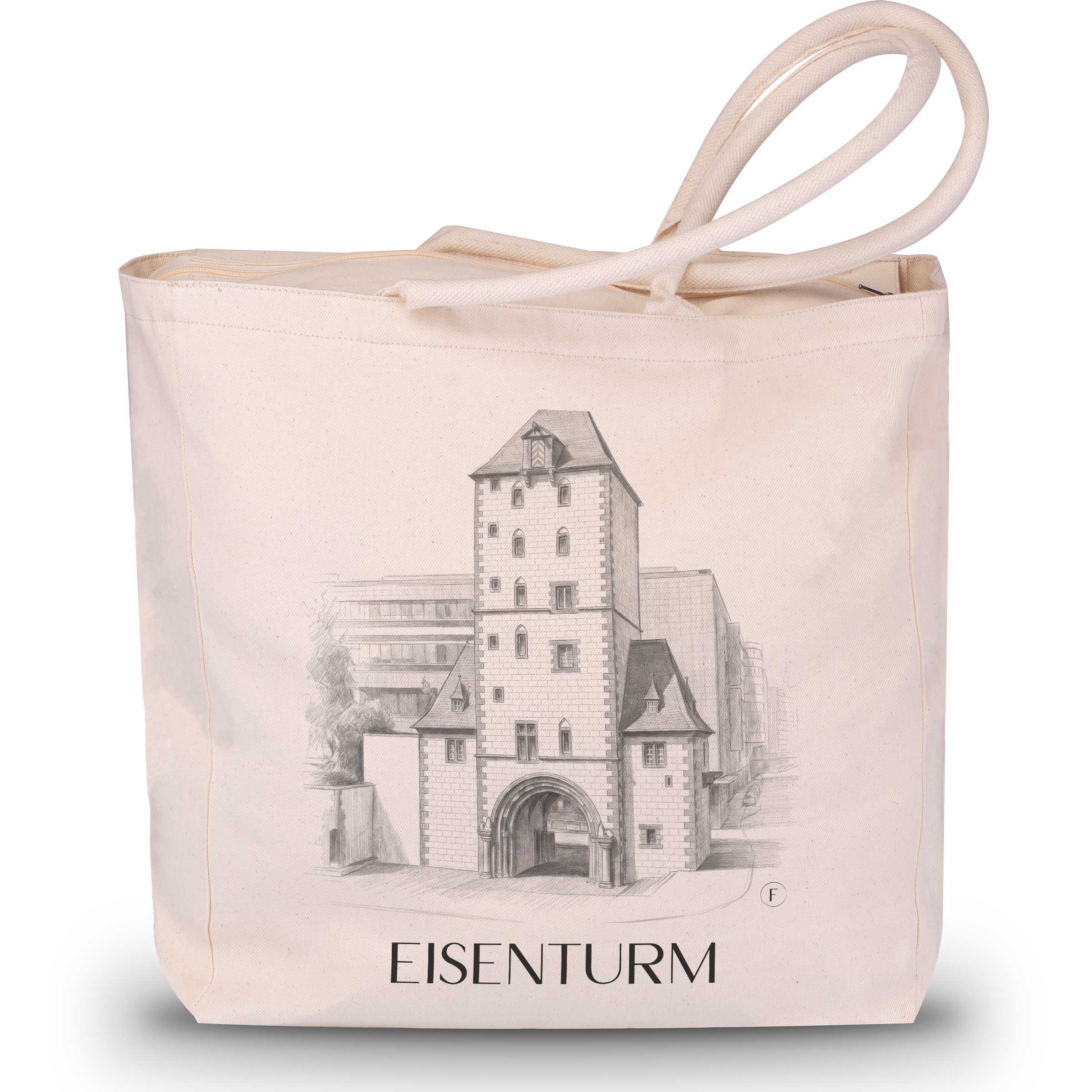 eisenturm-mainz-deutschland-einkaufstasche-bleistift-zeichnung-drawing