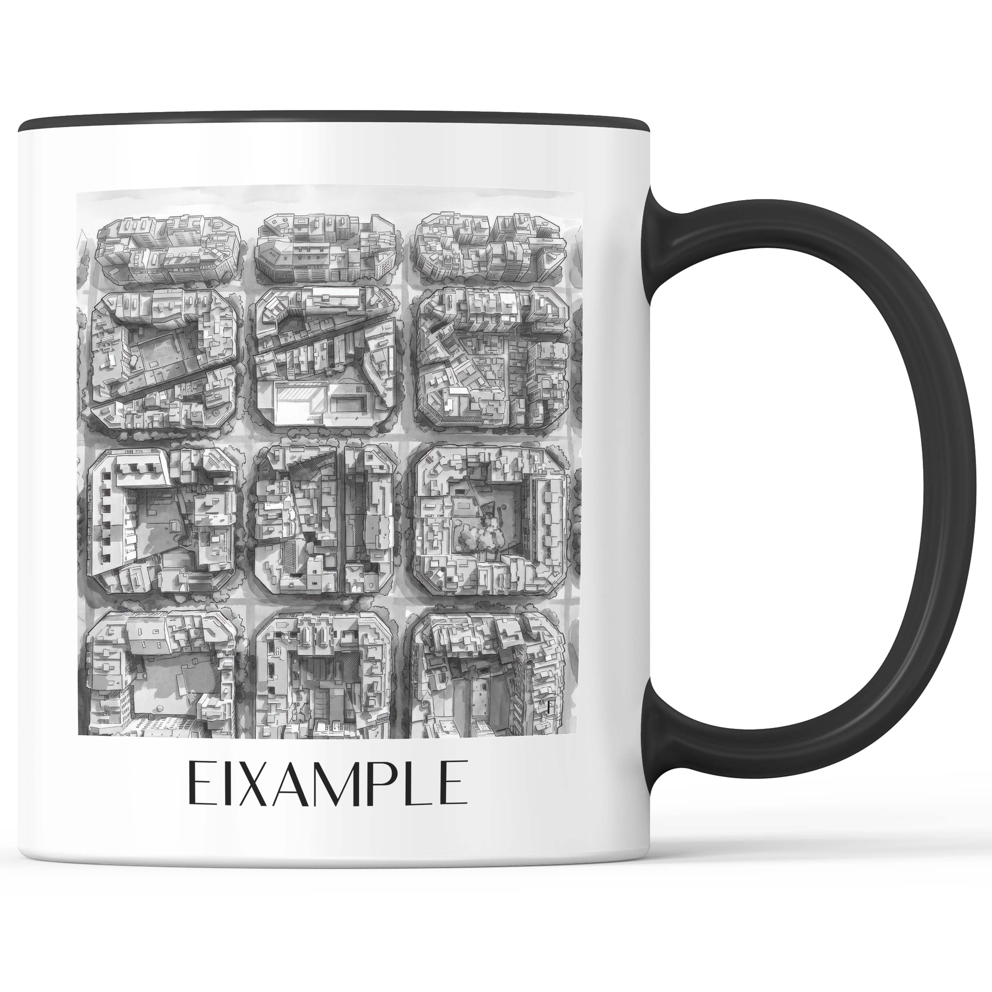 eixample-barcelona-spanien-kaffeebecher-aquarell-schwarz-weiss