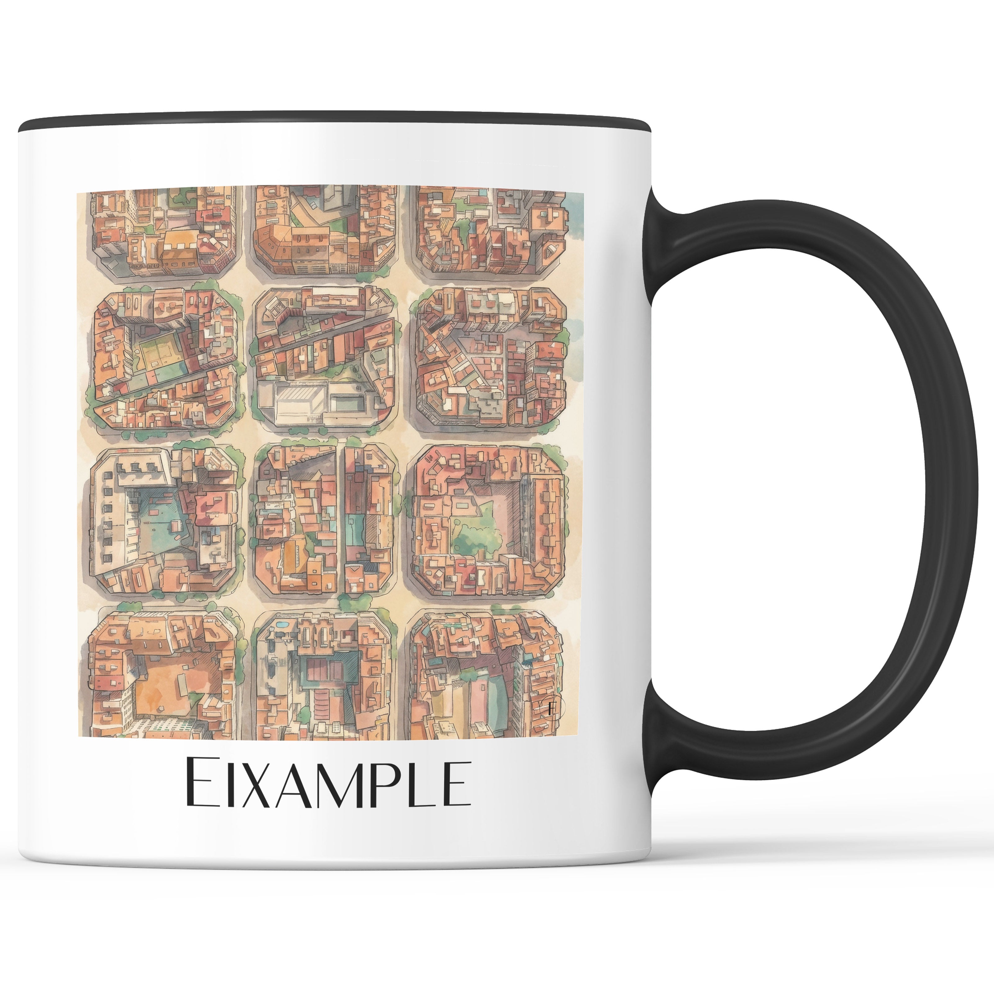 Eixample Kaffeebecher - Barcelona - Spanien Becher - Kaffeetasse im Aquarell Stil - favplace