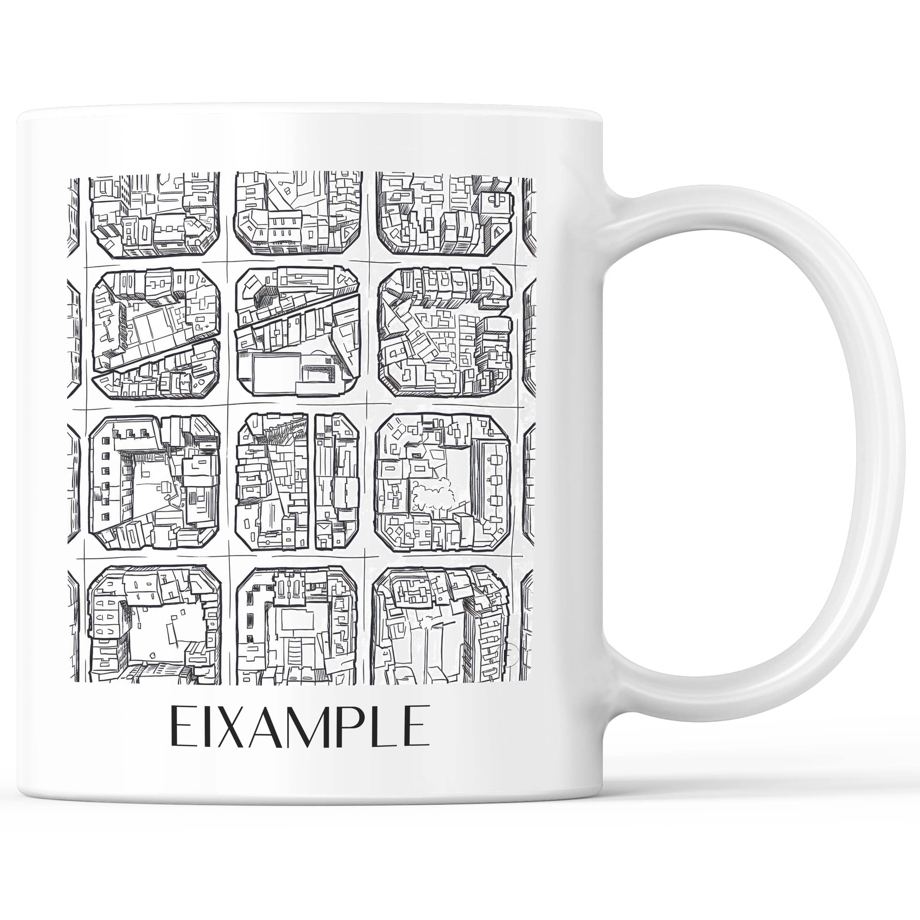 Eixample Kaffeebecher - Barcelona - Spanien Becher - Kaffeetasse im Skizze Stil - favplace