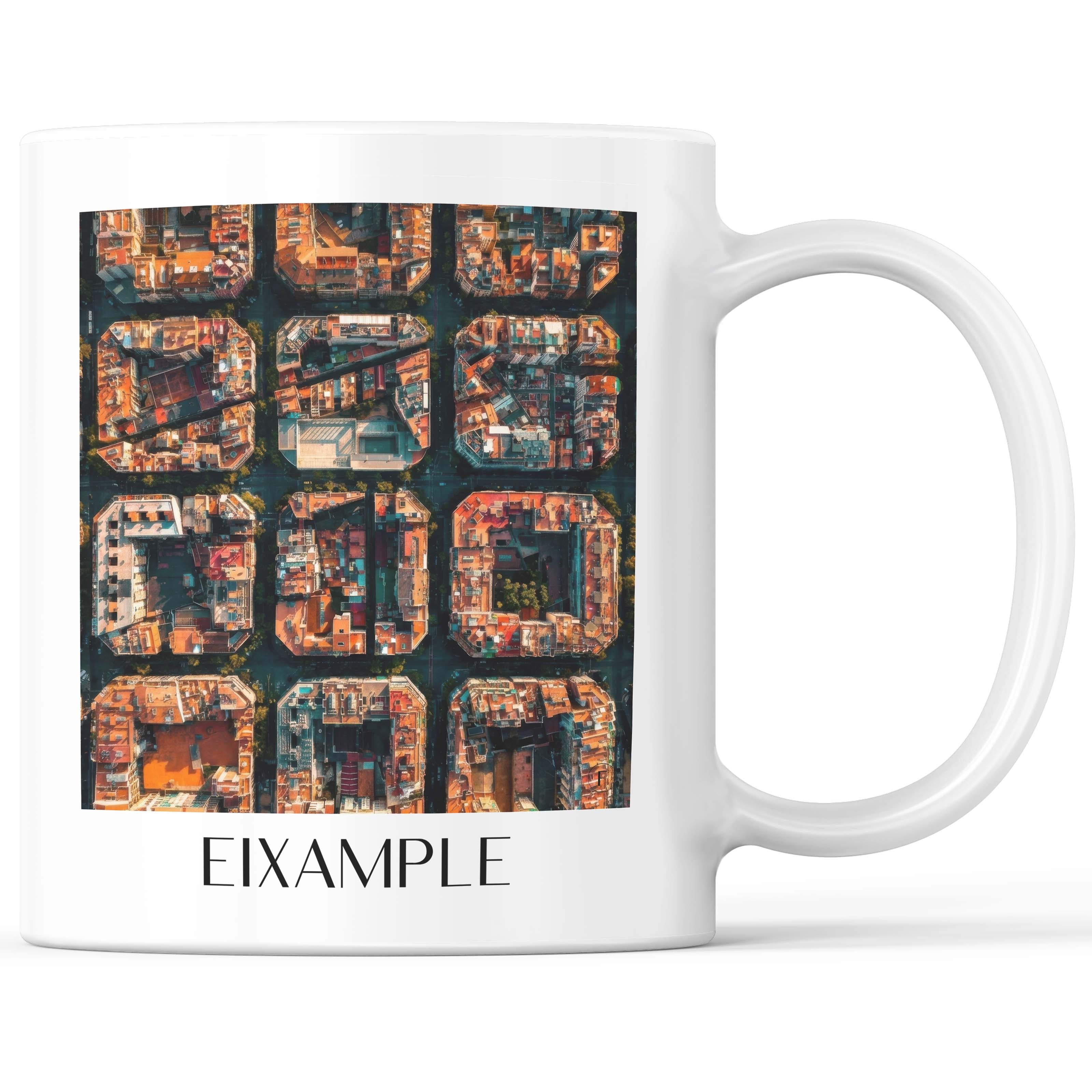 Eixample Kaffeebecher - Barcelona - Spanien Becher - Kaffeetasse im Ölgemälde Stil - favplace