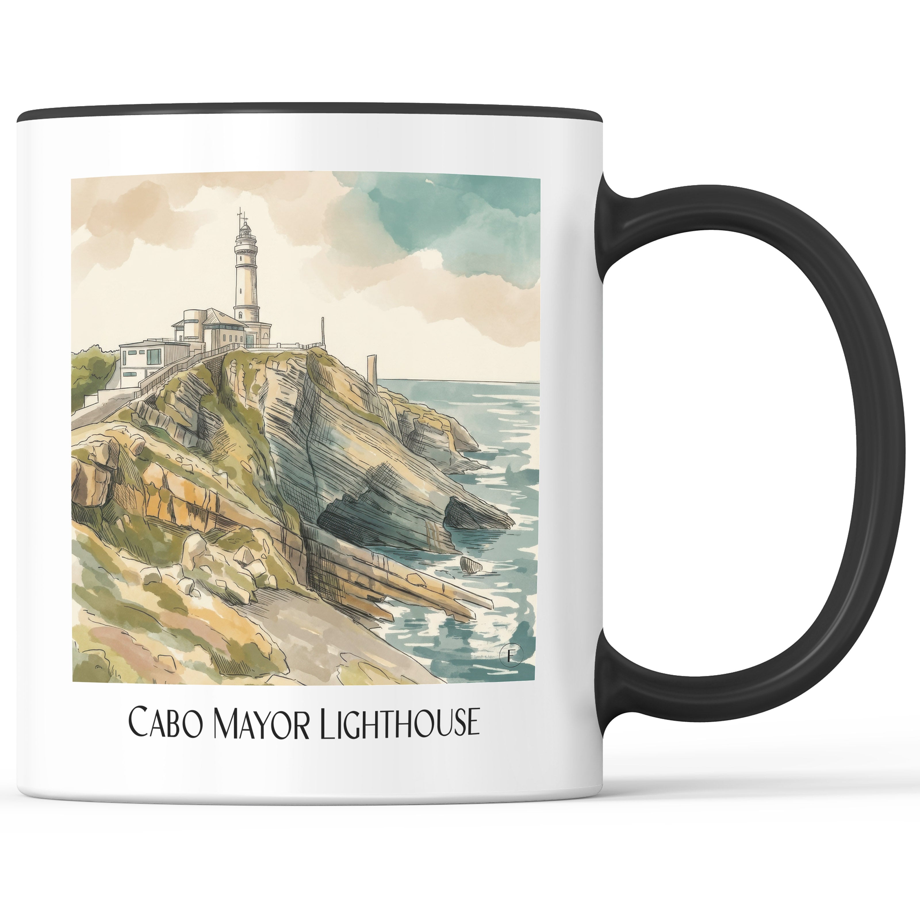 El Faro de Cabo Mayor Kaffeebecher - Santander - Spanien Becher - Kaffeetasse im Aquarell Stil - favplace