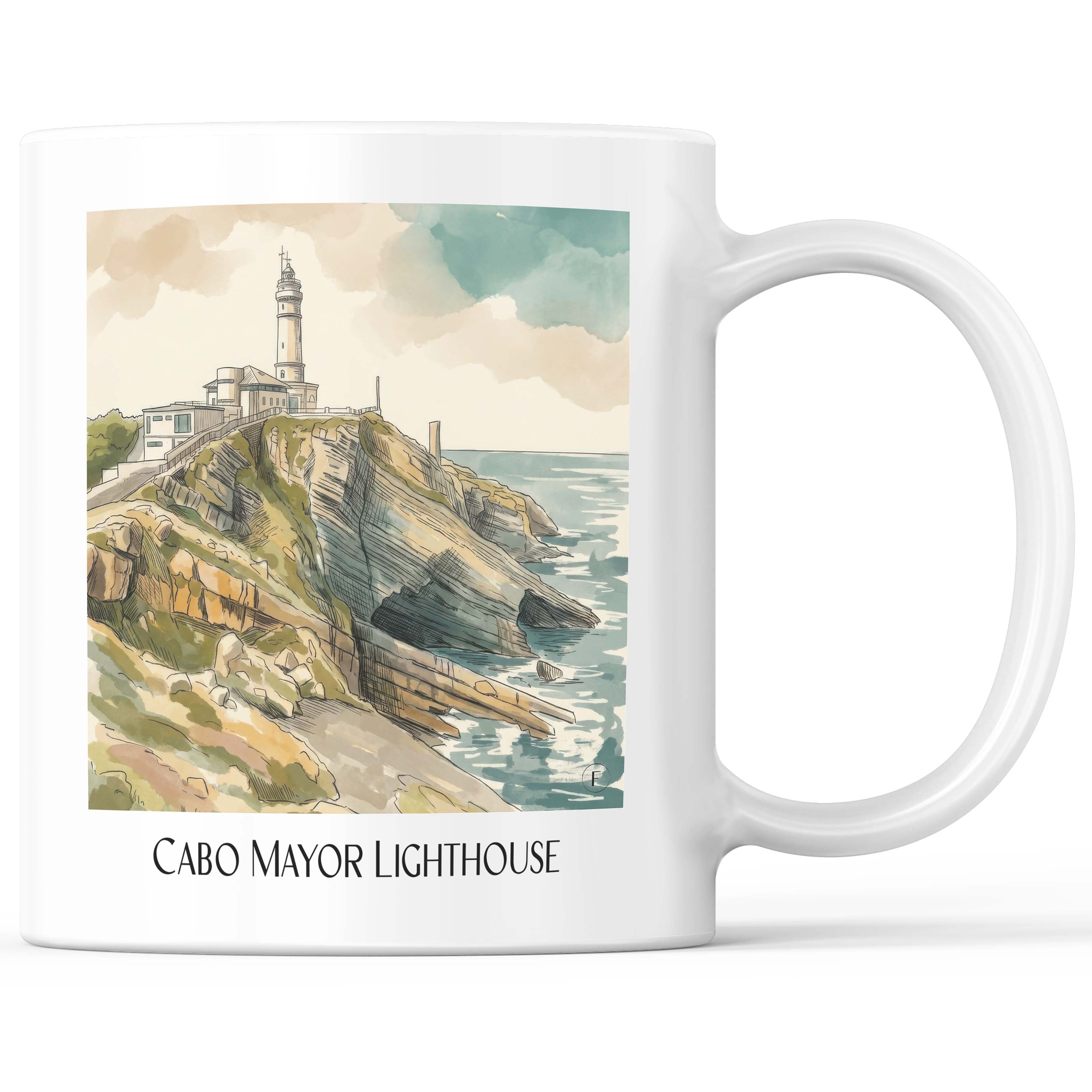El Faro de Cabo Mayor Kaffeebecher - Santander - Spanien Becher - Kaffeetasse im Aquarell Stil - favplace