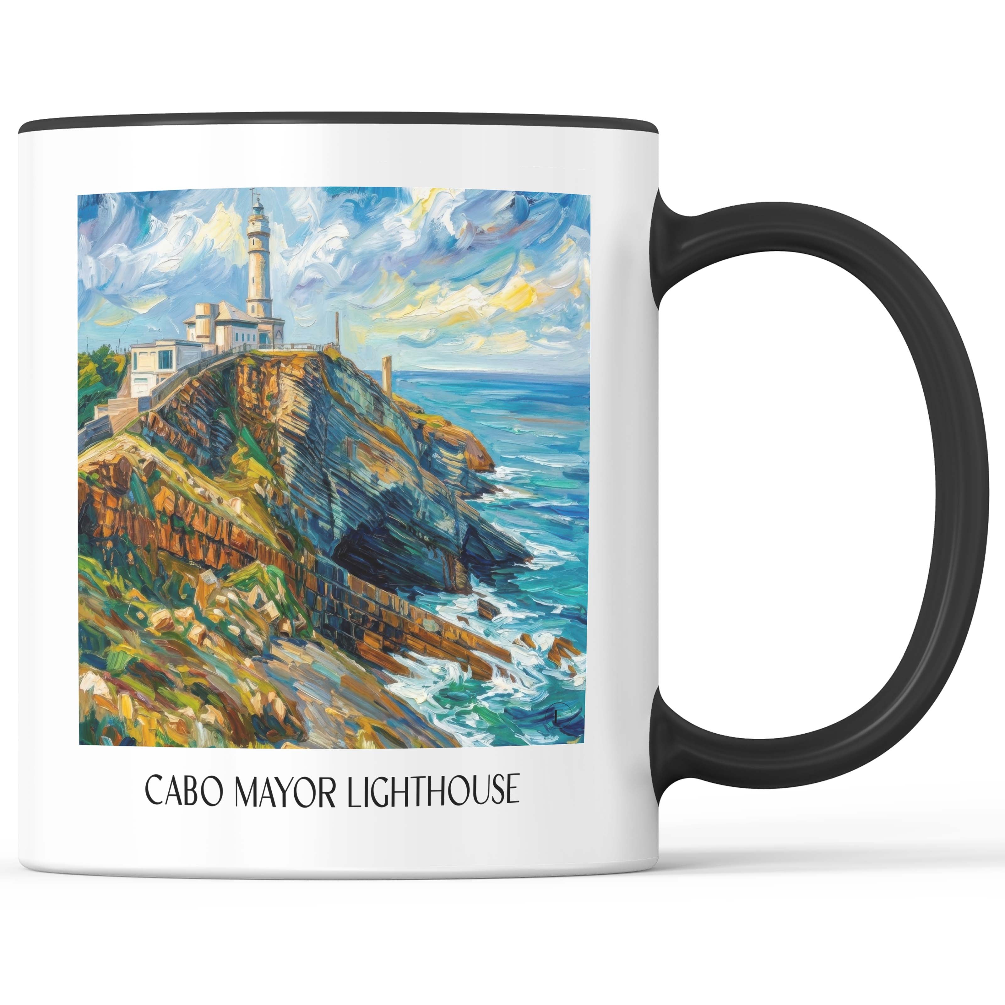 El Faro de Cabo Mayor Kaffeebecher - Santander - Spanien Becher - Kaffeetasse im Ölgemälde Stil - favplace