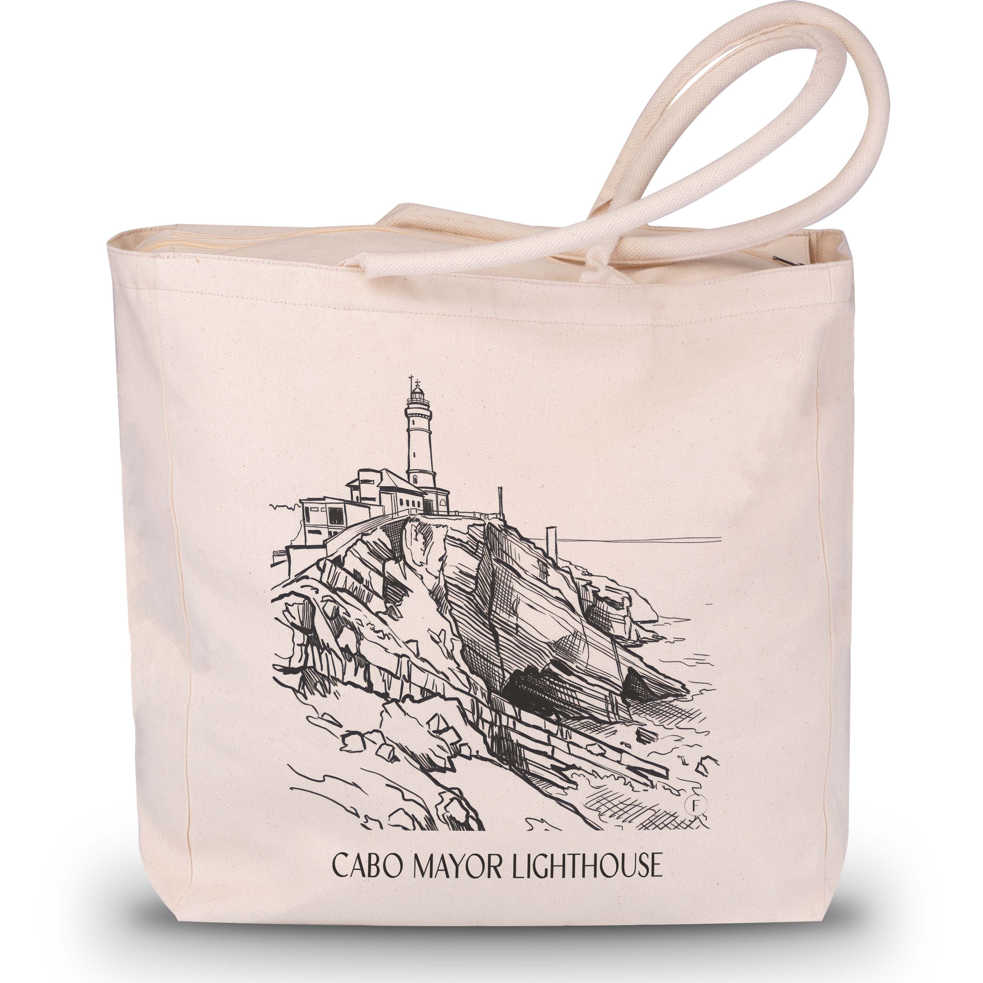 El Faro de Cabo Mayor Shopping Tasche - Santander - Spanien Tote Bag - Einkaufstasche im Skizze Stil - favplace