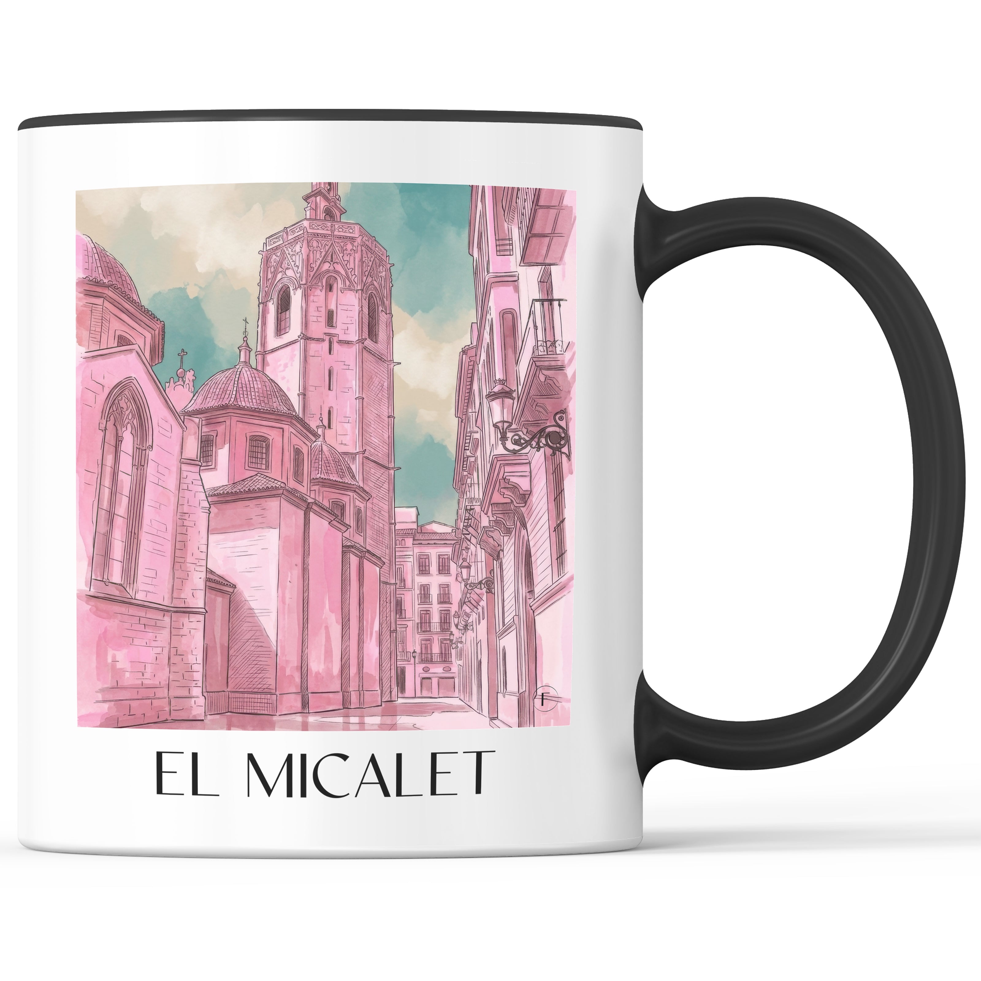 el-micalet-valencia-spanien-kaffeebecher-aquarell-pink-rosa