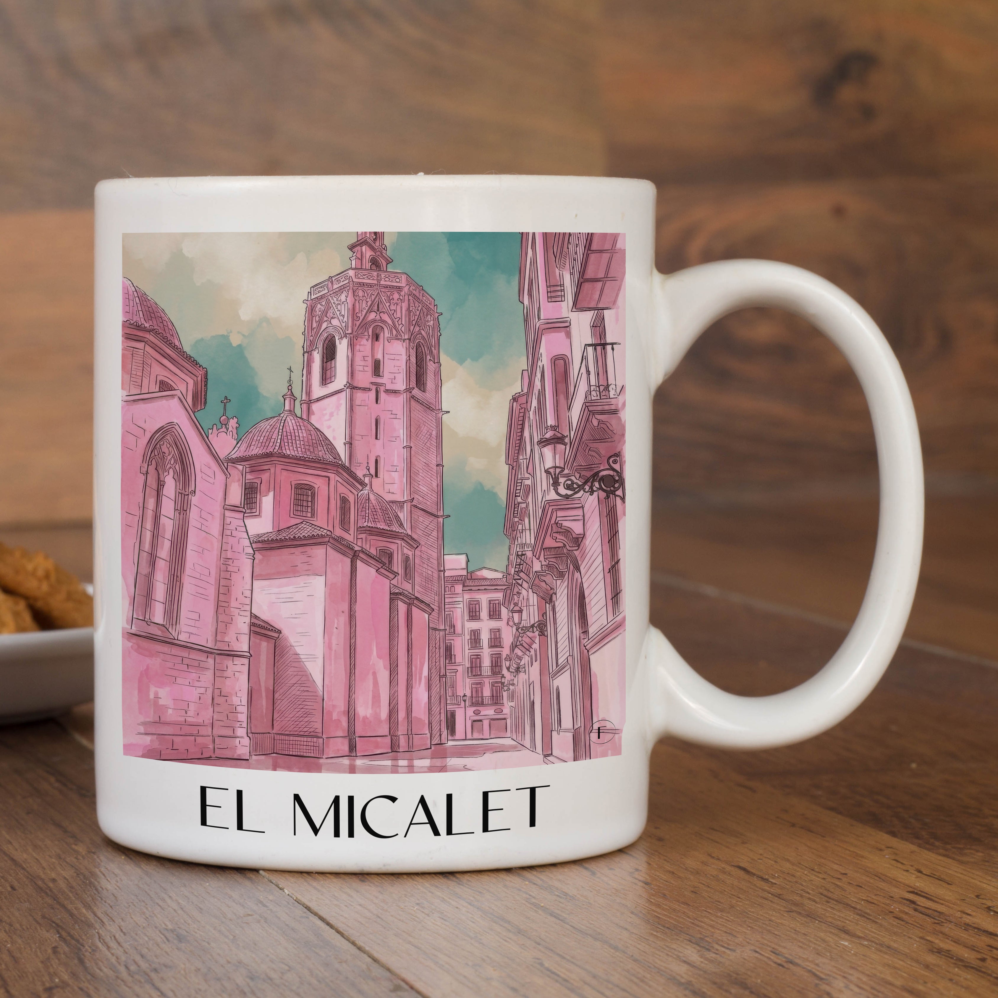 el-micalet-valencia-spanien-kaffeebecher-aquarell-pink-rosa