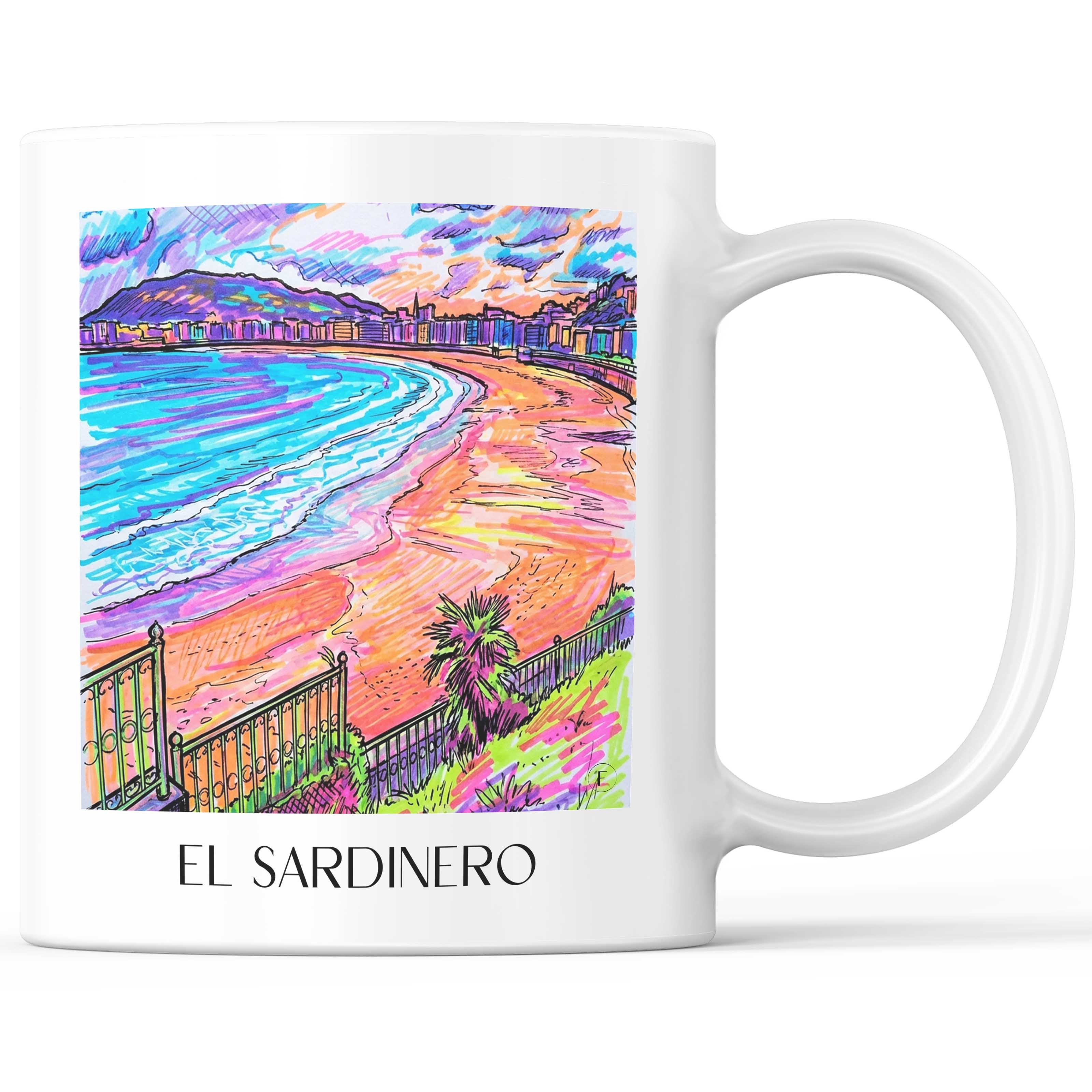 El Sardinero Kaffeebecher - Santander - Spanien Becher - Kaffeetasse im Tag Graffiti Stil - favplace