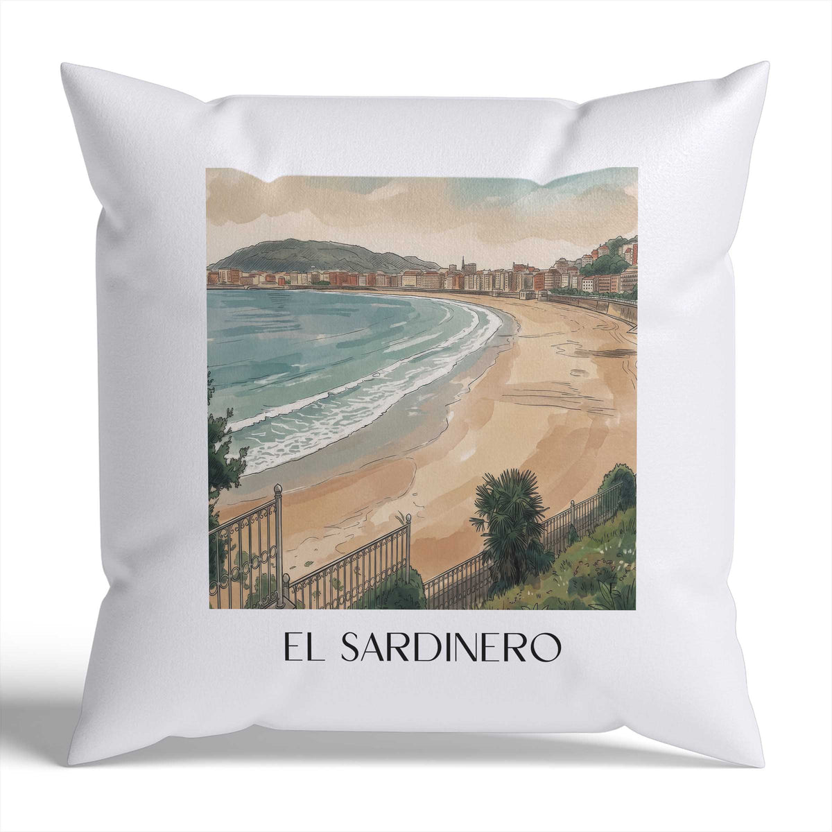 el-sardinero-santander-spanien-kissenbezug-aquarell