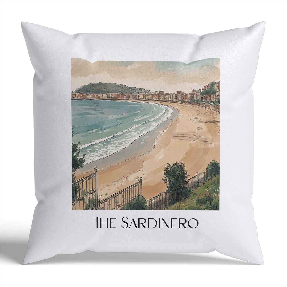 El Sardinero Kissenhülle - Zierkissen Bezug - Santander - Spanien Kissen bzw. Kissenbezug im Aquarell Stil - favplace