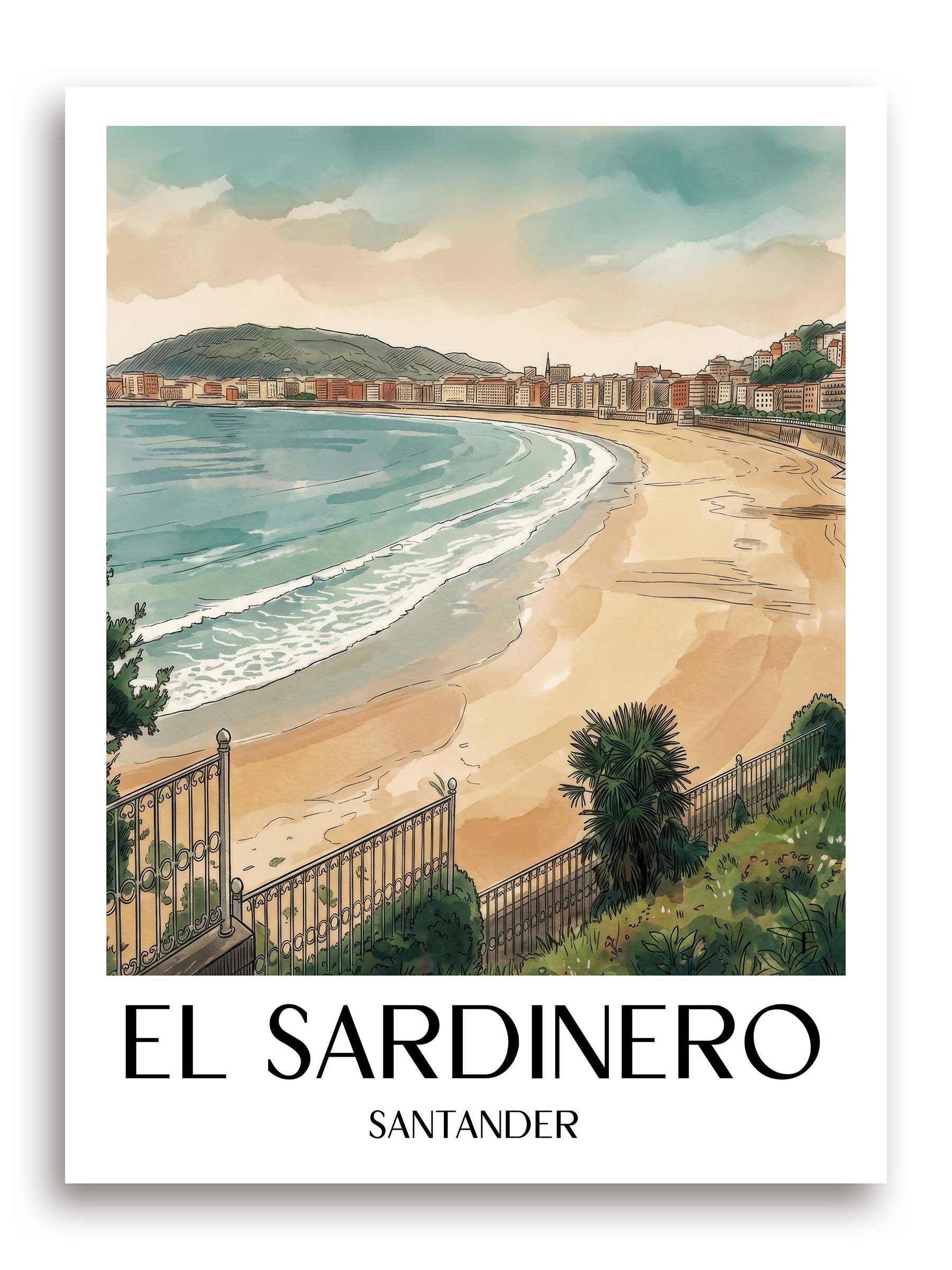 el-sardinero-santander-spanien-poster-aquarell