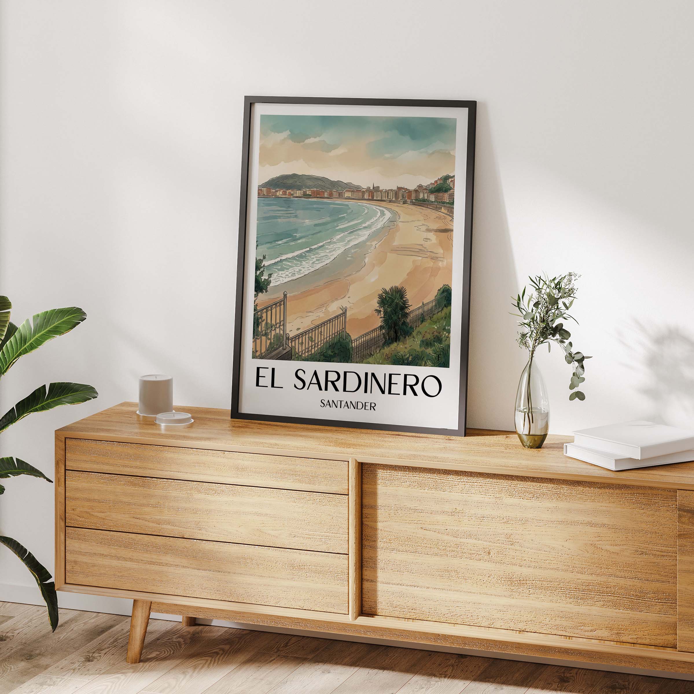 el-sardinero-santander-spanien-poster-aquarell