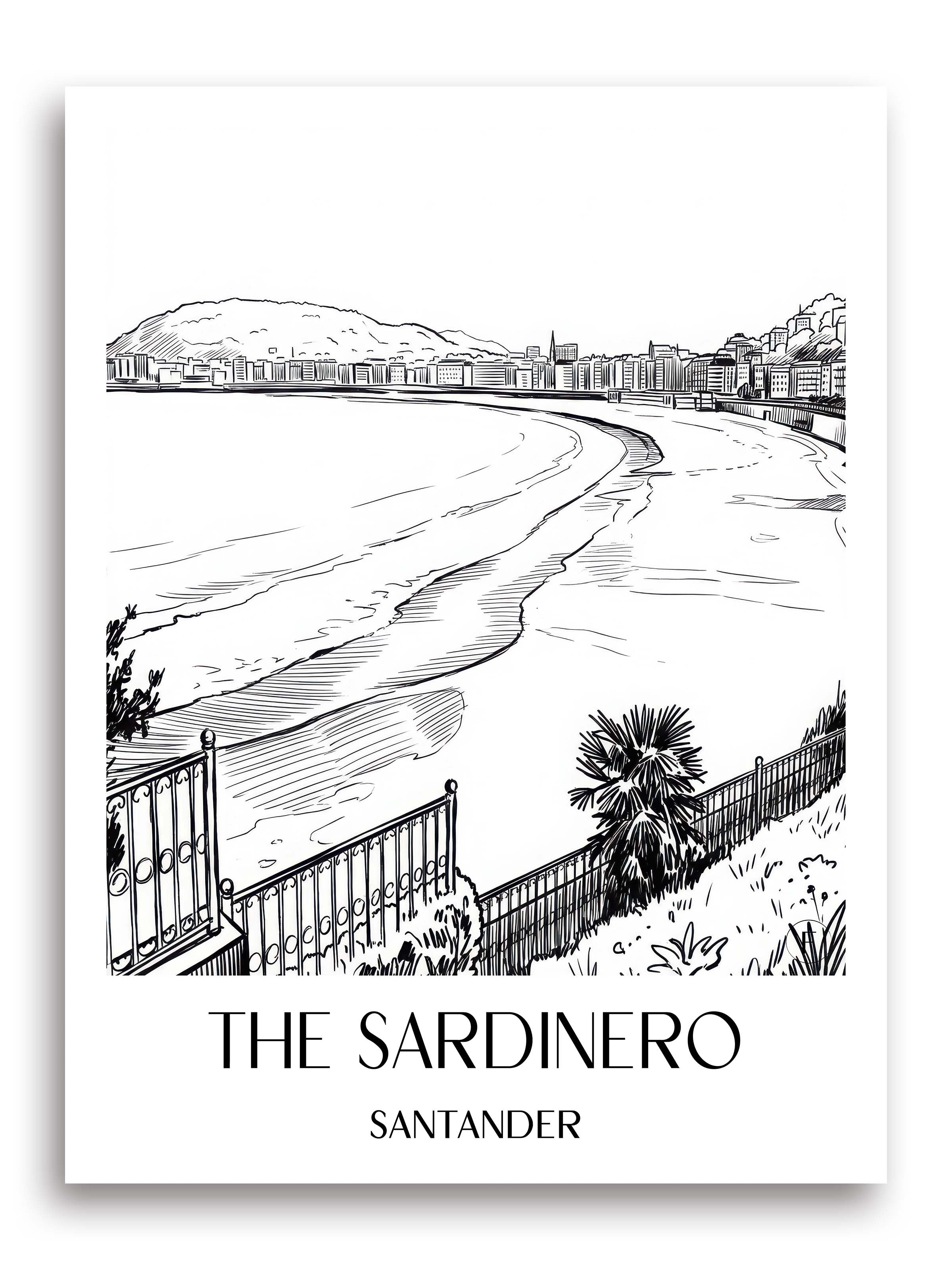 El Sardinero Poster - Santander - Spanien Kunstdruck - Skizze von A4 bis A1 - favplace