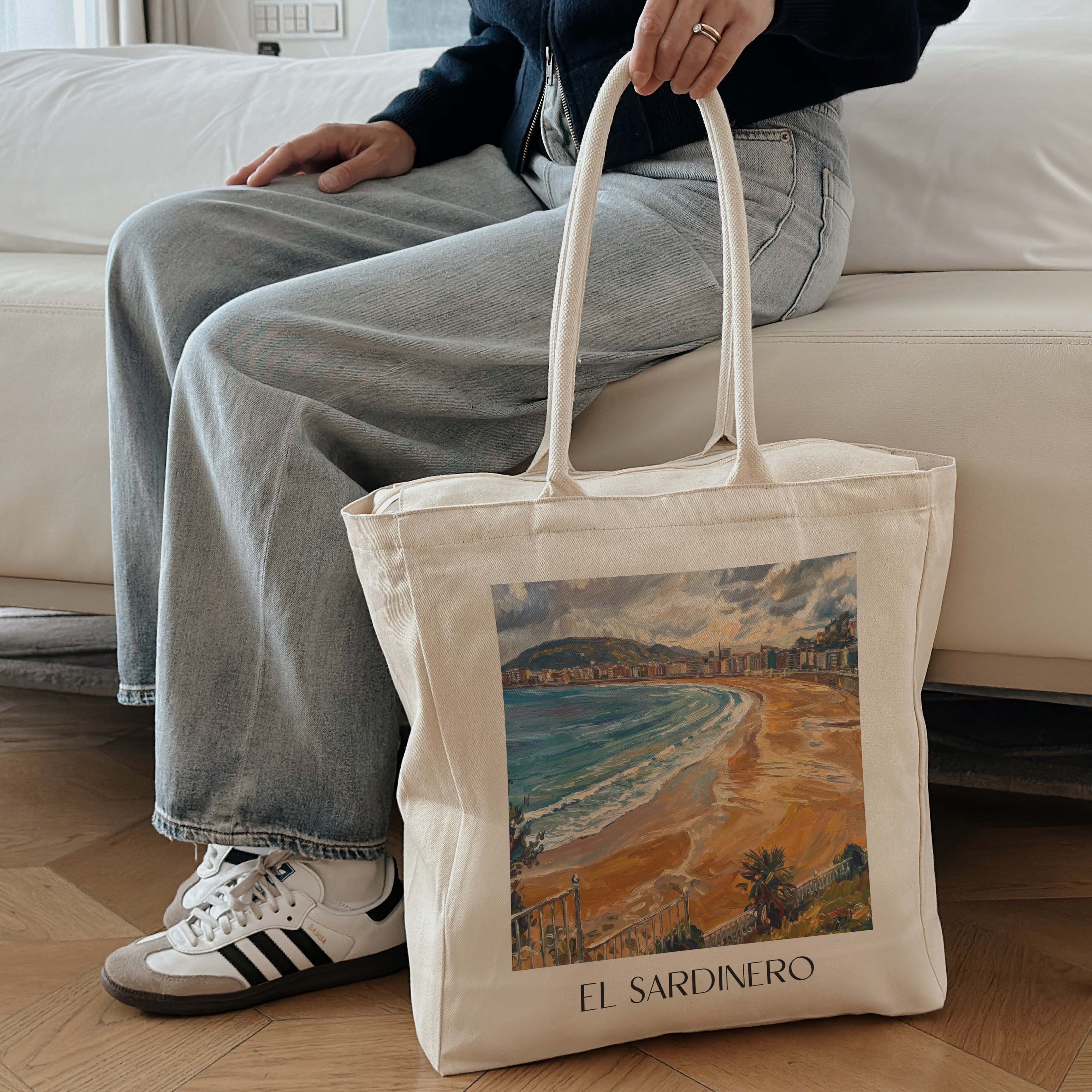 el-sardinero-santander-spanien-einkaufstasche-oil-painting-oelgemaelde