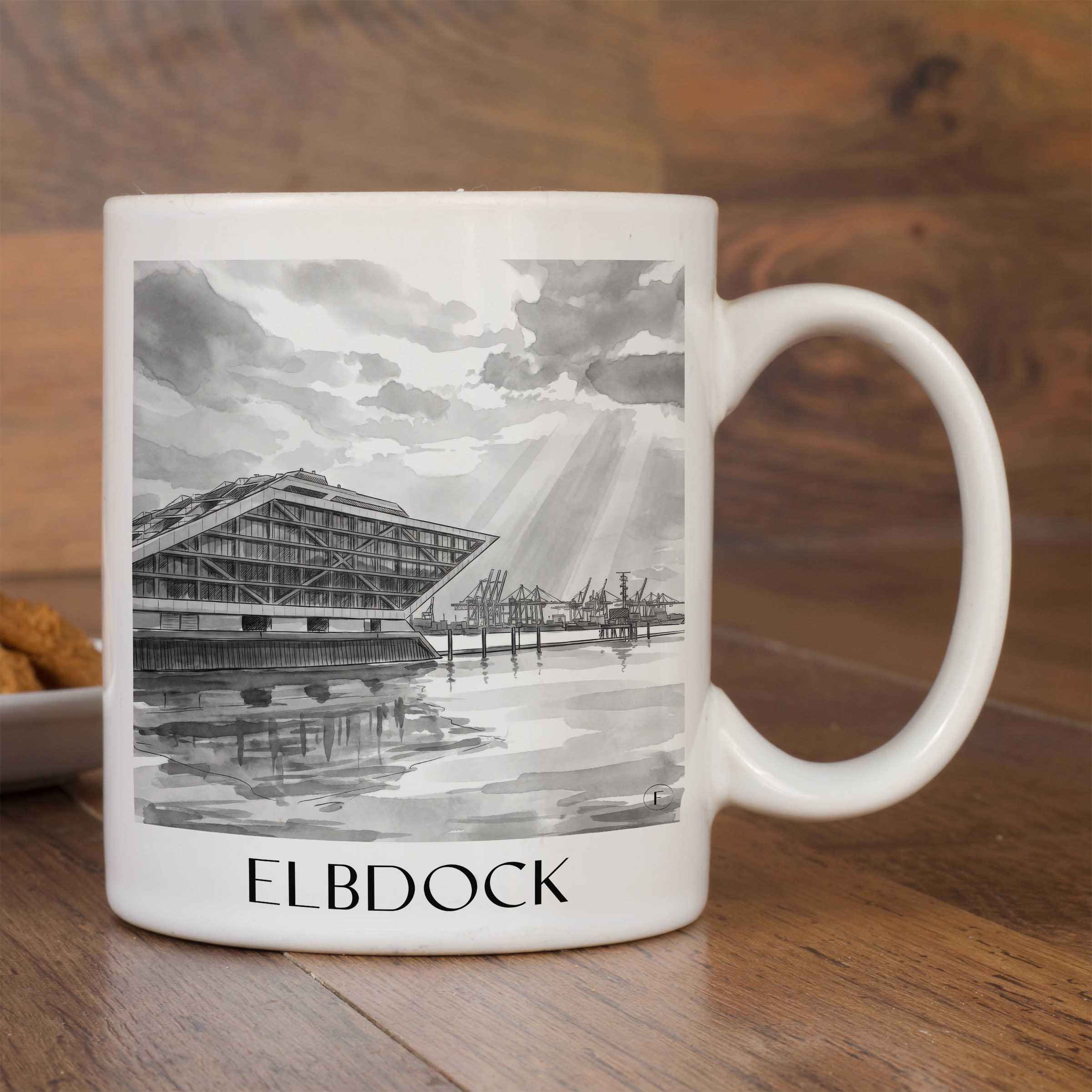 elbdock-hamburg-deutschland-kaffeebecher-aquarell-schwarz-weiss