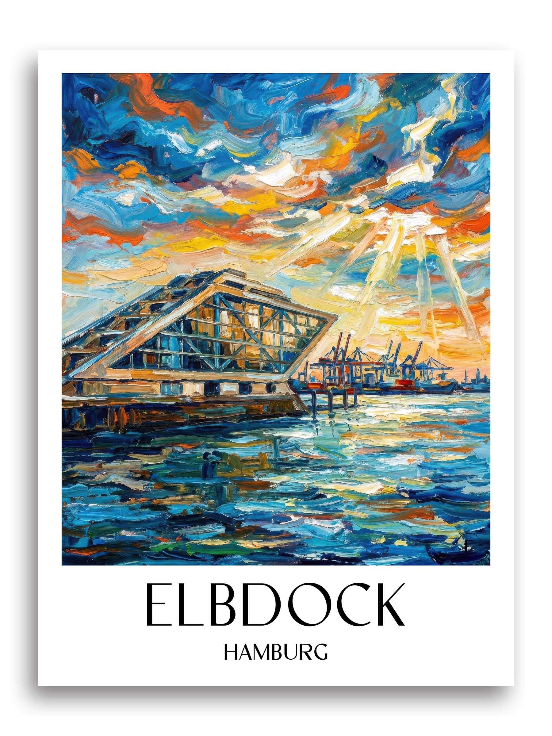 Elbdock Poster - Hamburg - Deutschland Kunstdruck - Ölgemälde von A4 bis A1 - favplace