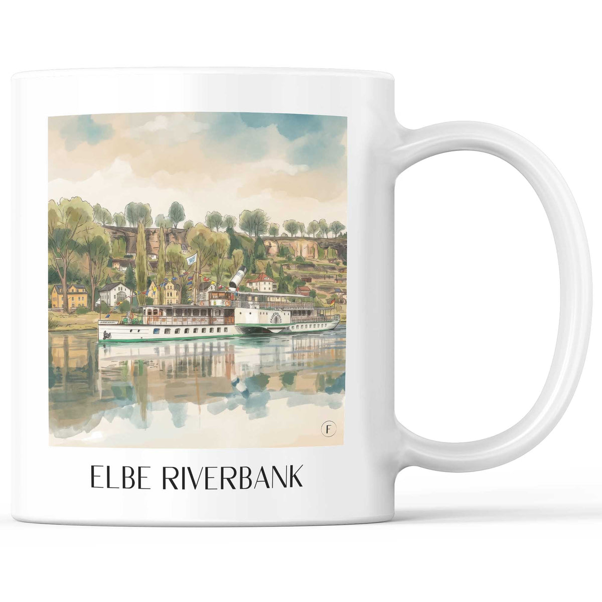 Elbufer Kaffeebecher - Pirna - Deutschland Becher - Kaffeetasse im Aquarell Stil - favplace