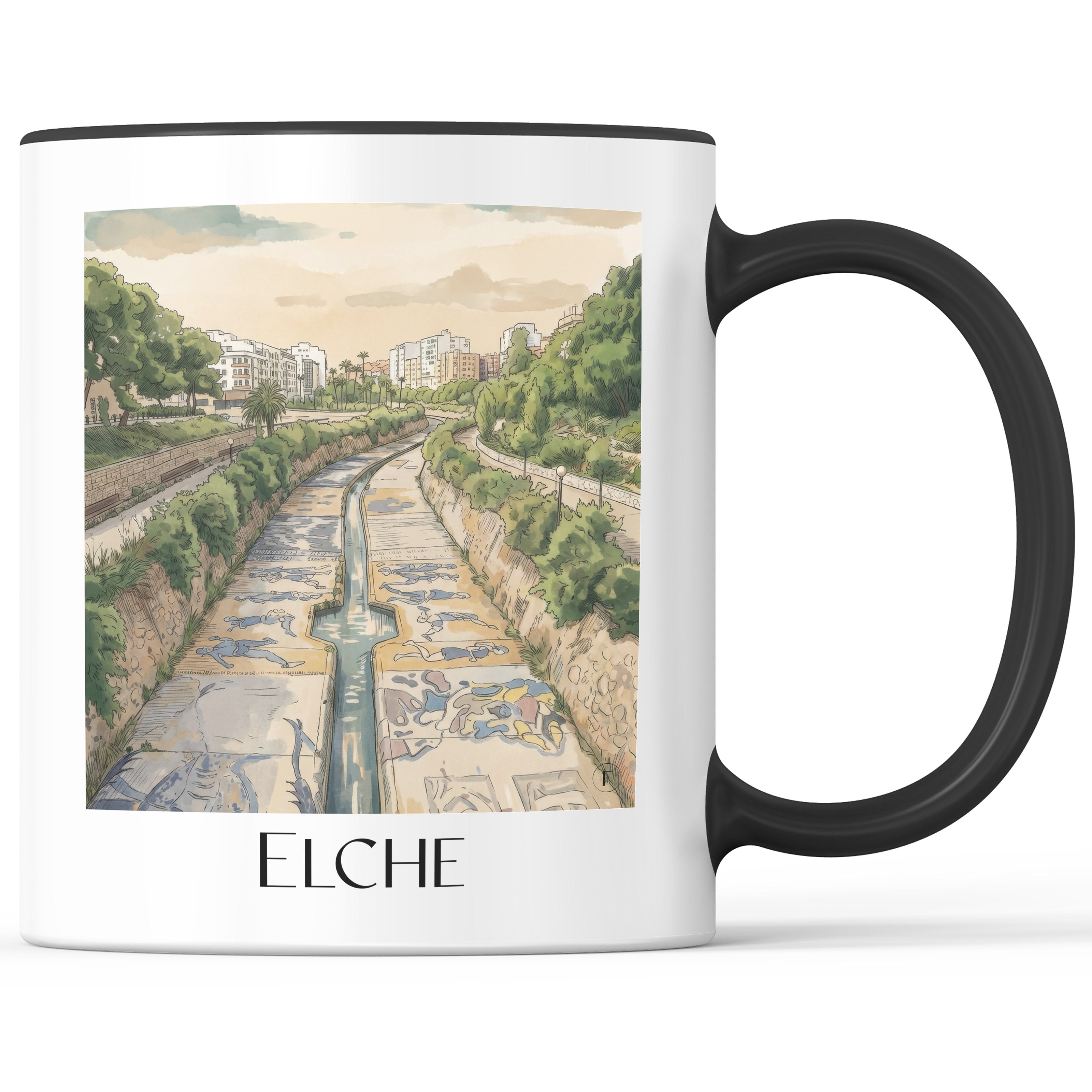 Elche Kaffeebecher - Spanien - Spanien Becher - Kaffeetasse im Aquarell Stil - favplace