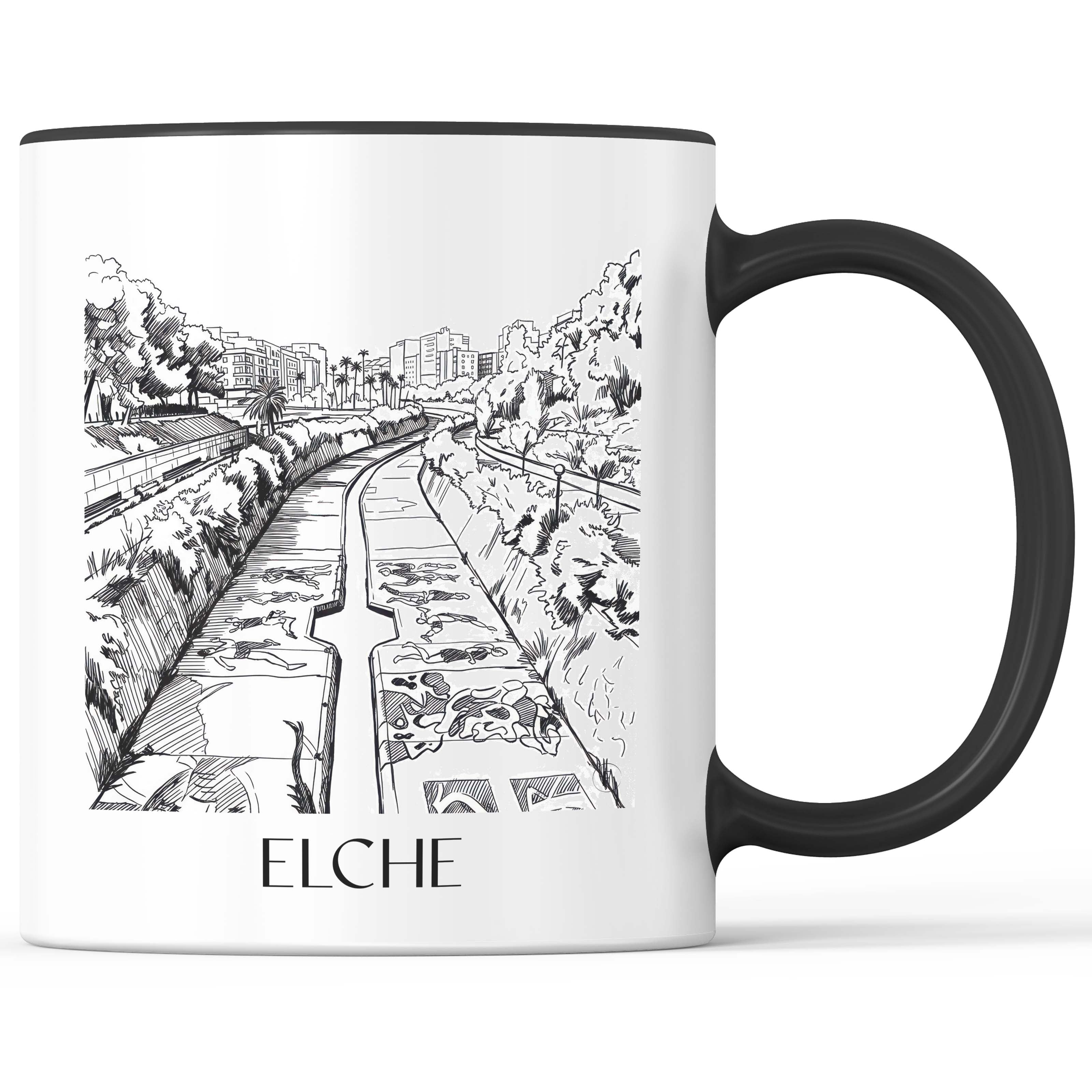 Elche Kaffeebecher - Spanien - Spanien und Spanien Becher - Kaffeetasse im Skizze Stil - favplace