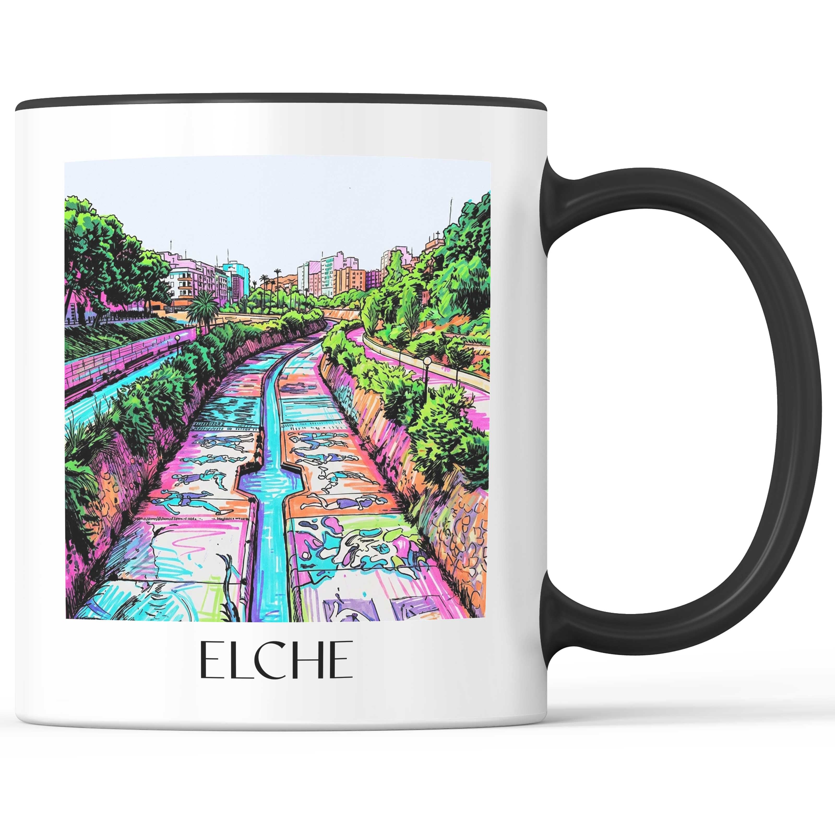 Elche Kaffeebecher - Spanien - Spanien und Spanien Becher - Kaffeetasse im Tag Graffiti Stil - favplace