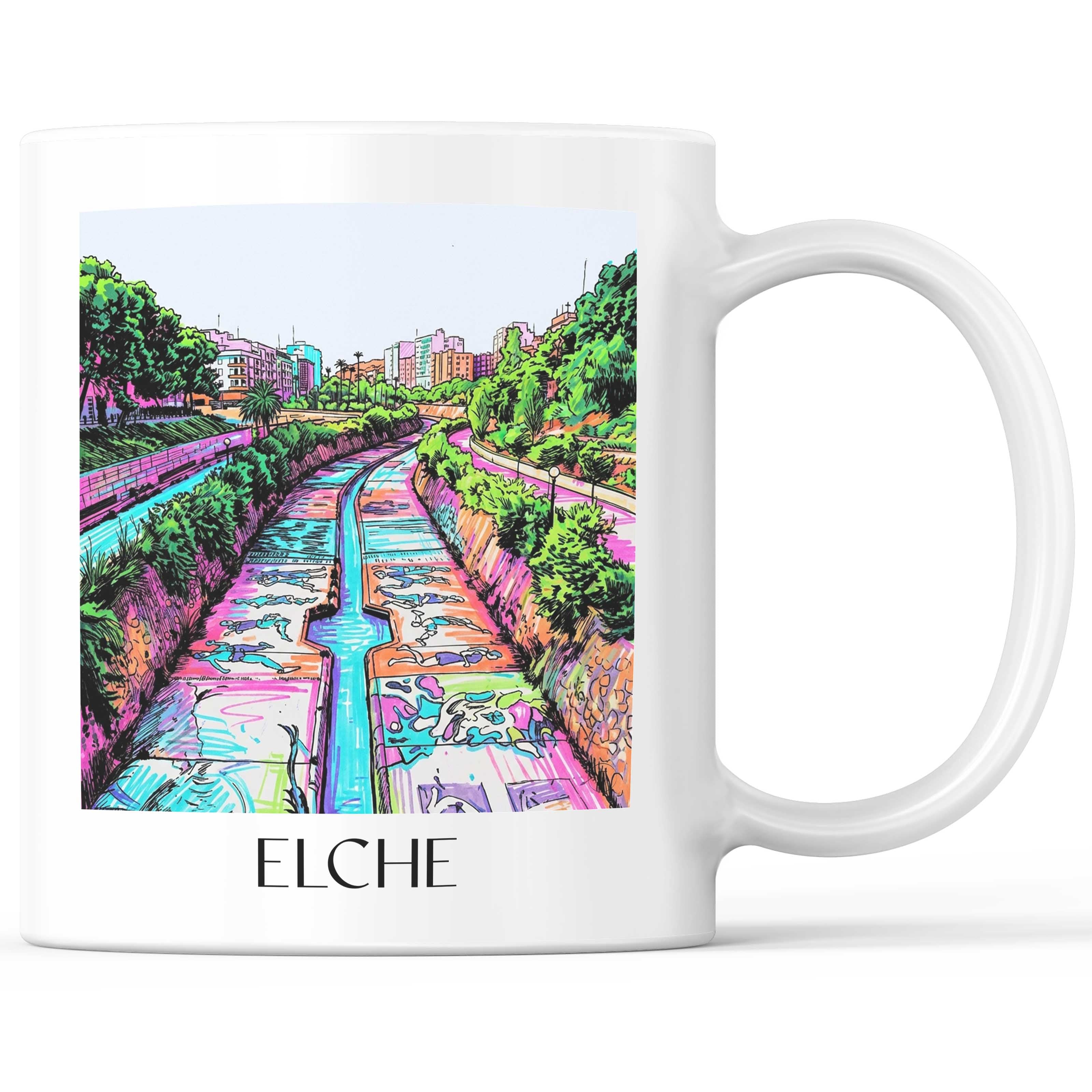Elche Kaffeebecher - Spanien - Spanien und Spanien Becher - Kaffeetasse im Tag Graffiti Stil - favplace