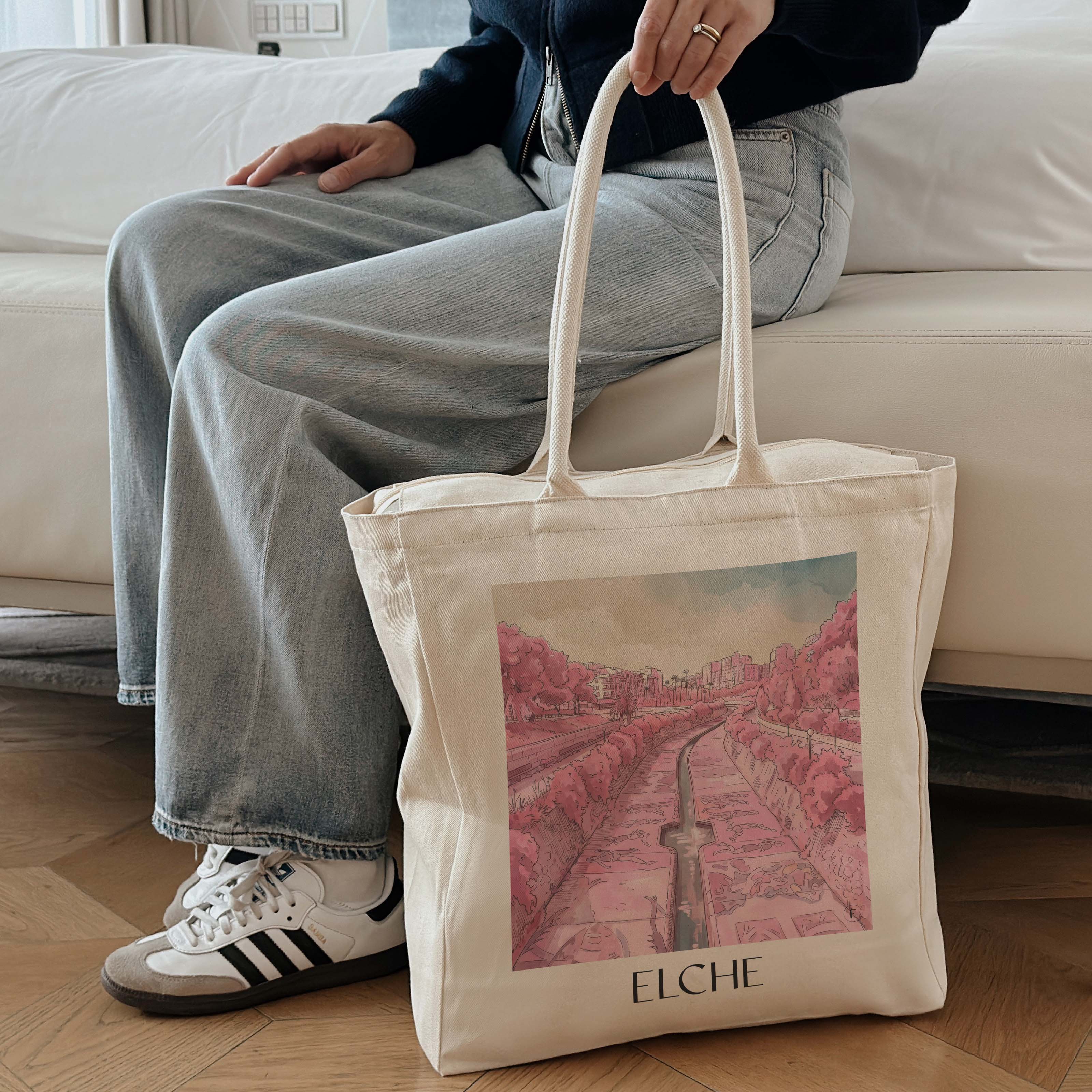 elche-spanien-spanien-einkaufstasche-aquarell-pink-rosa