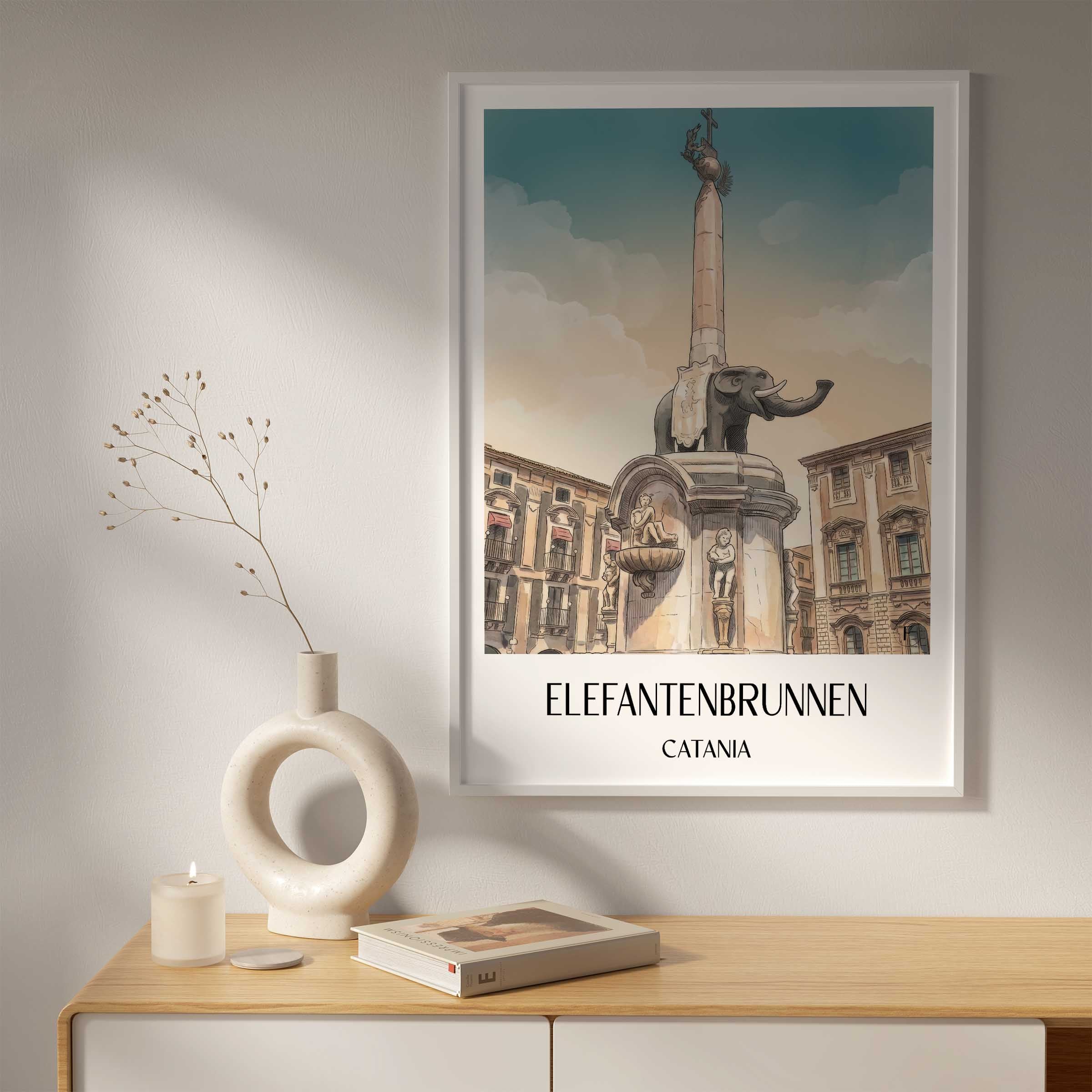 elefantenbrunnen-catania-italien-poster-aquarell