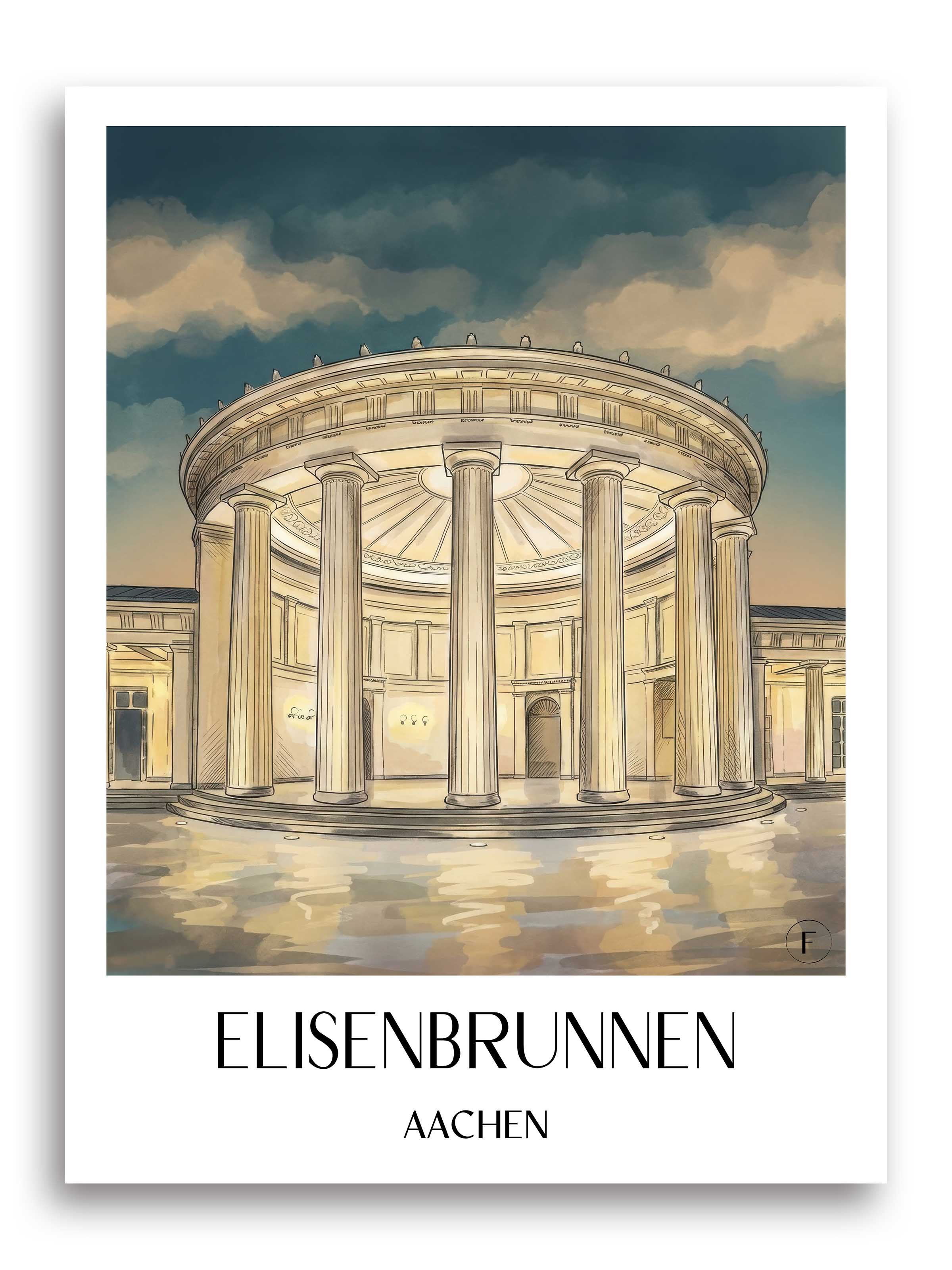 Elisenbrunnen Poster - Aachen - Deutschland Kunstdruck - Aquarell von A4 bis A1 - favplace