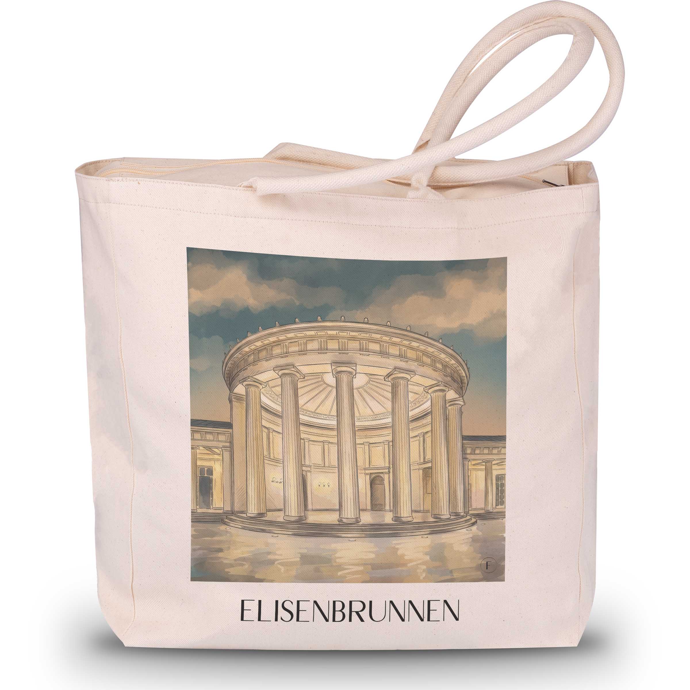 Elisenbrunnen Shopping Tasche - Aachen - Deutschland Tote Bag - Einkaufstasche im Aquarell Stil - favplace