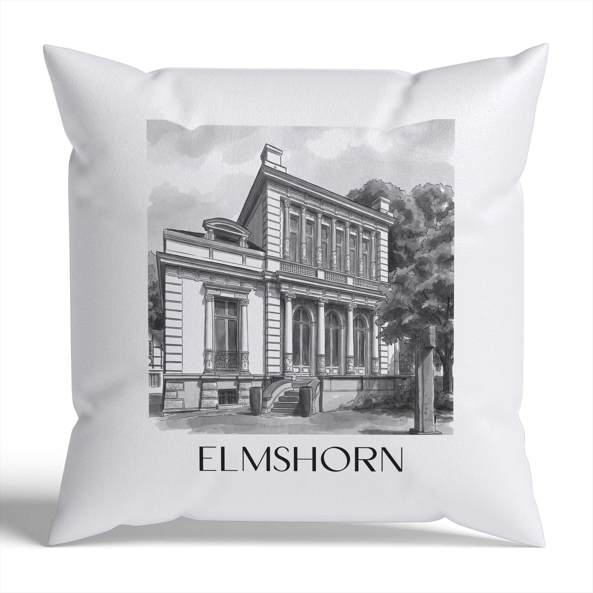 elmshorn-schleswig-holstein-deutschland-kissenbezug-aquarell-schwarz-weiss